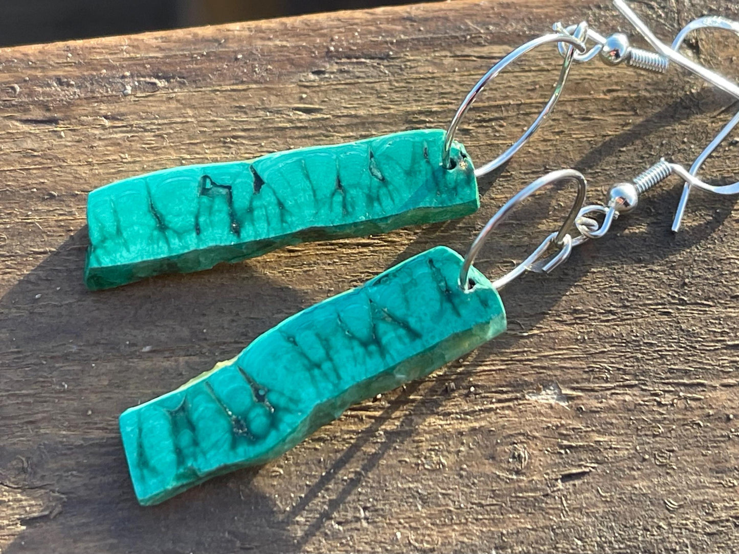 Silver earrings, boho earrings, unusual gift for her, malachite earrings, malachite jewellery, green gemstone earrings. Unusual jewellery