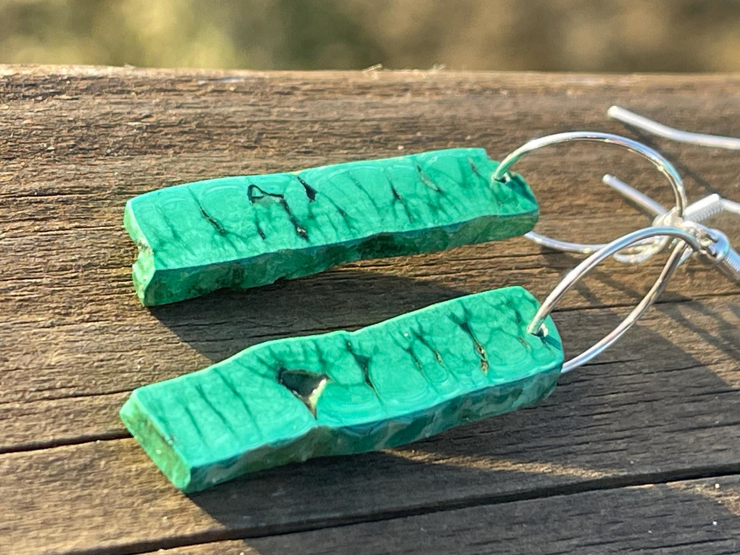 Silver earrings, boho earrings, unusual gift for her, malachite earrings, malachite jewellery, green gemstone earrings. Unusual jewellery