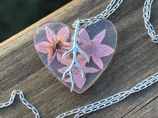 Garlic flower necklace :) Pink flower pendant, unique gift for her. Unique handmade jewellery, gift for garlic lover, floral jewellery