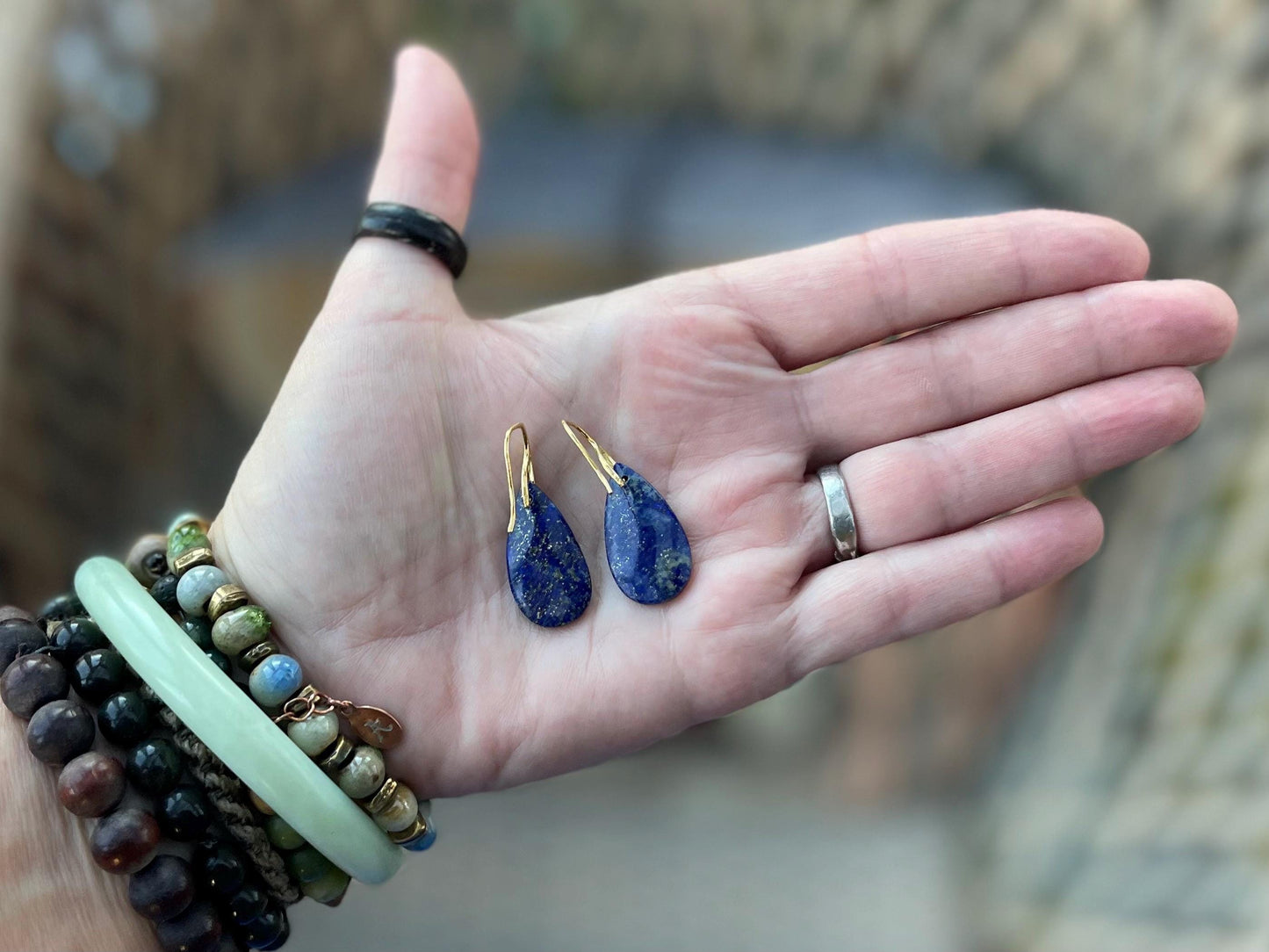 Lapis gemstone earrings. Ethical jewellery, blue gemstone earrings. Stunning unique jewellery. Unique gifts. Unique lapis earrings.