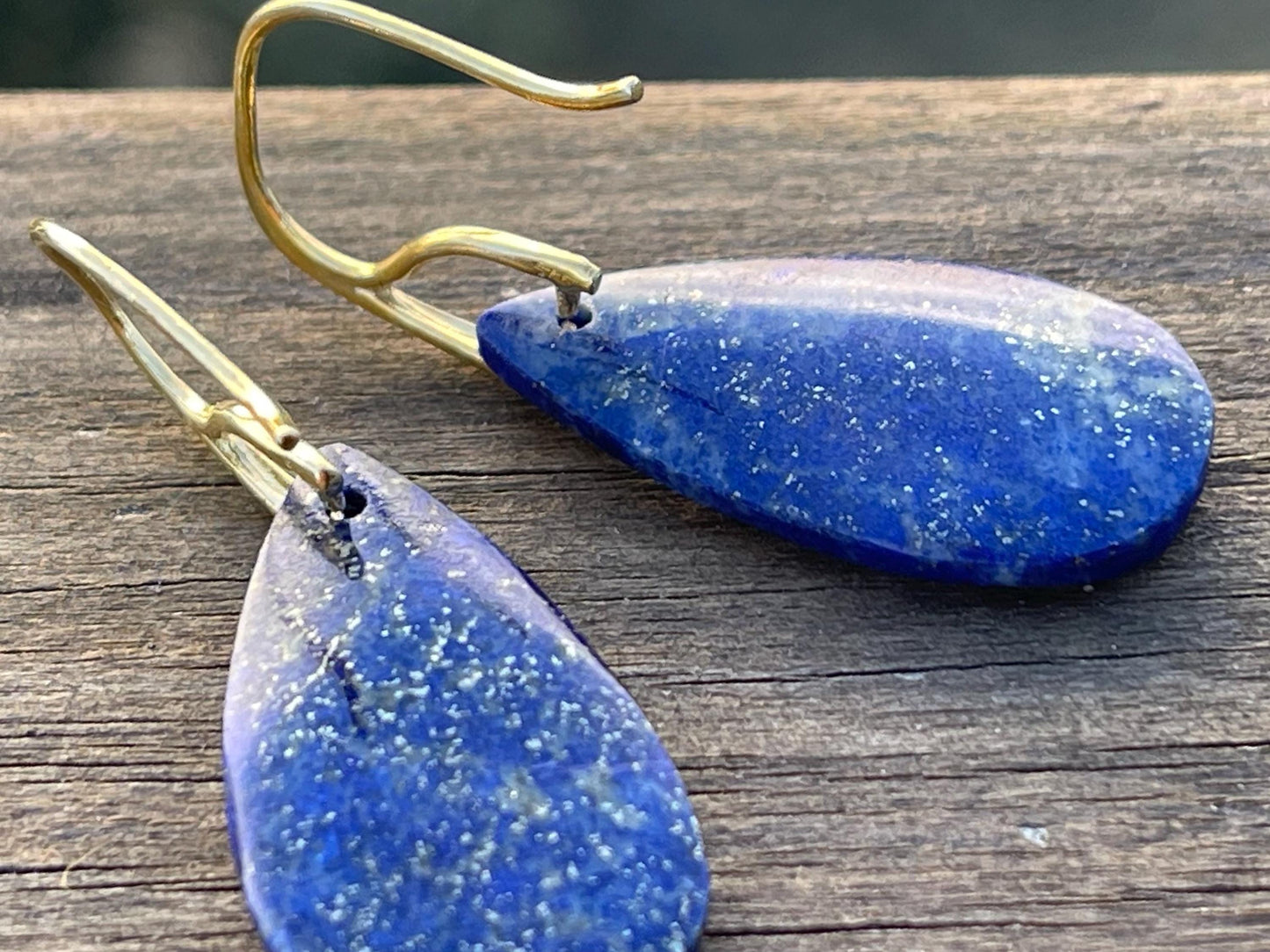 Lapis gemstone earrings. Ethical jewellery, blue gemstone earrings. Stunning unique jewellery. Unique gifts. Unique lapis earrings.