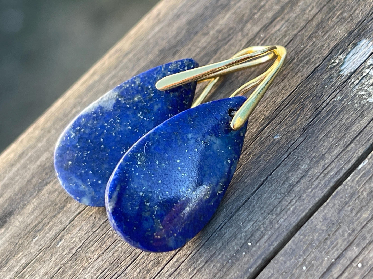 Lapis gemstone earrings. Ethical jewellery, blue gemstone earrings. Stunning unique jewellery. Unique gifts. Unique lapis earrings.