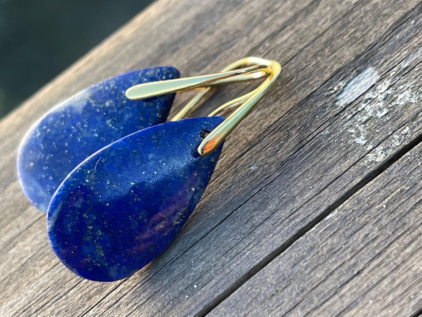 Lapis gemstone earrings. Ethical jewellery, blue gemstone earrings. Stunning unique jewellery. Unique gifts. Unique lapis earrings.