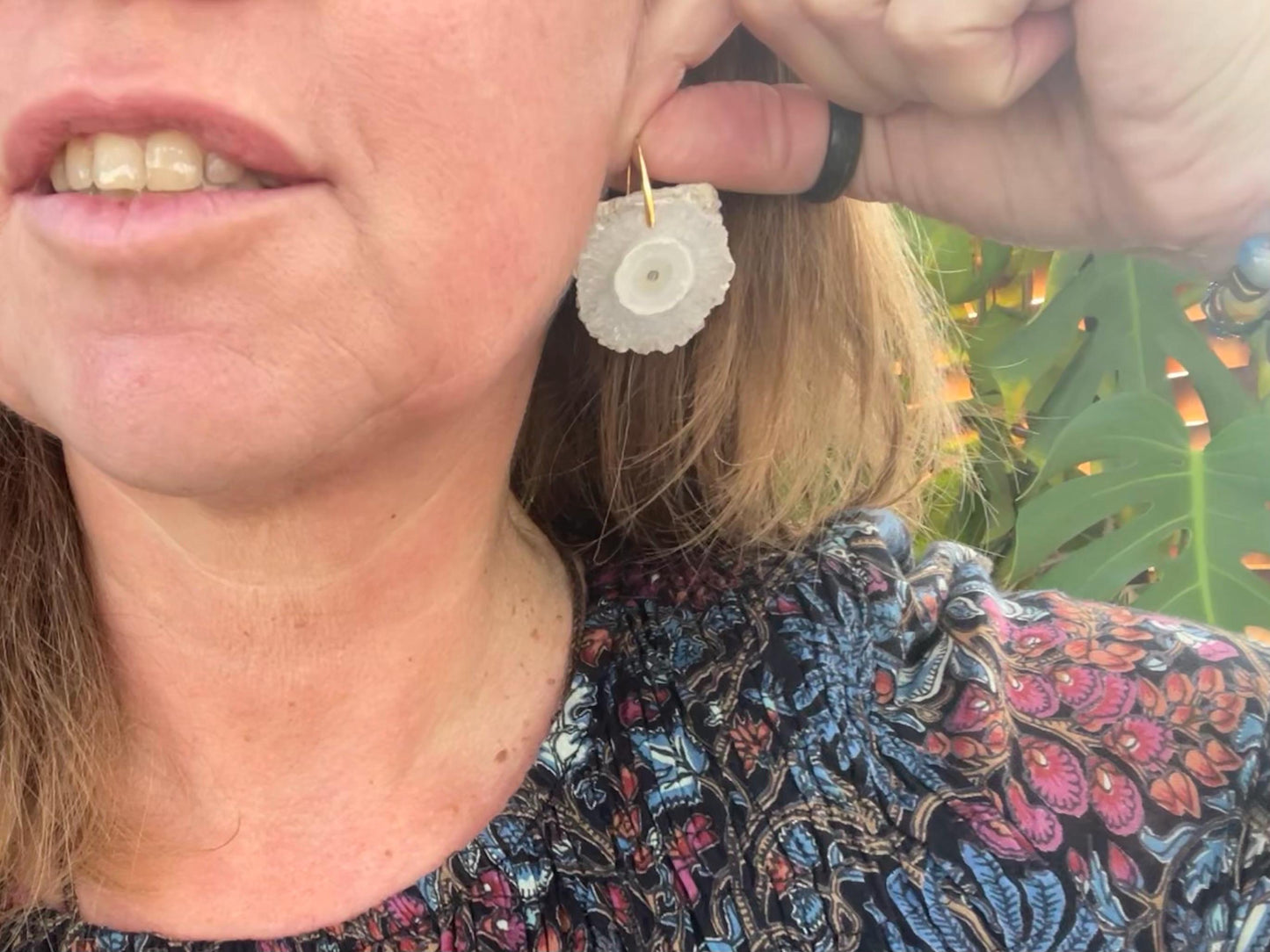 Solar quartz gemstone earrings on sterling silver & gold. Ethical jewellery, white gemstone earrings. Unique jewellery. Unique earrings