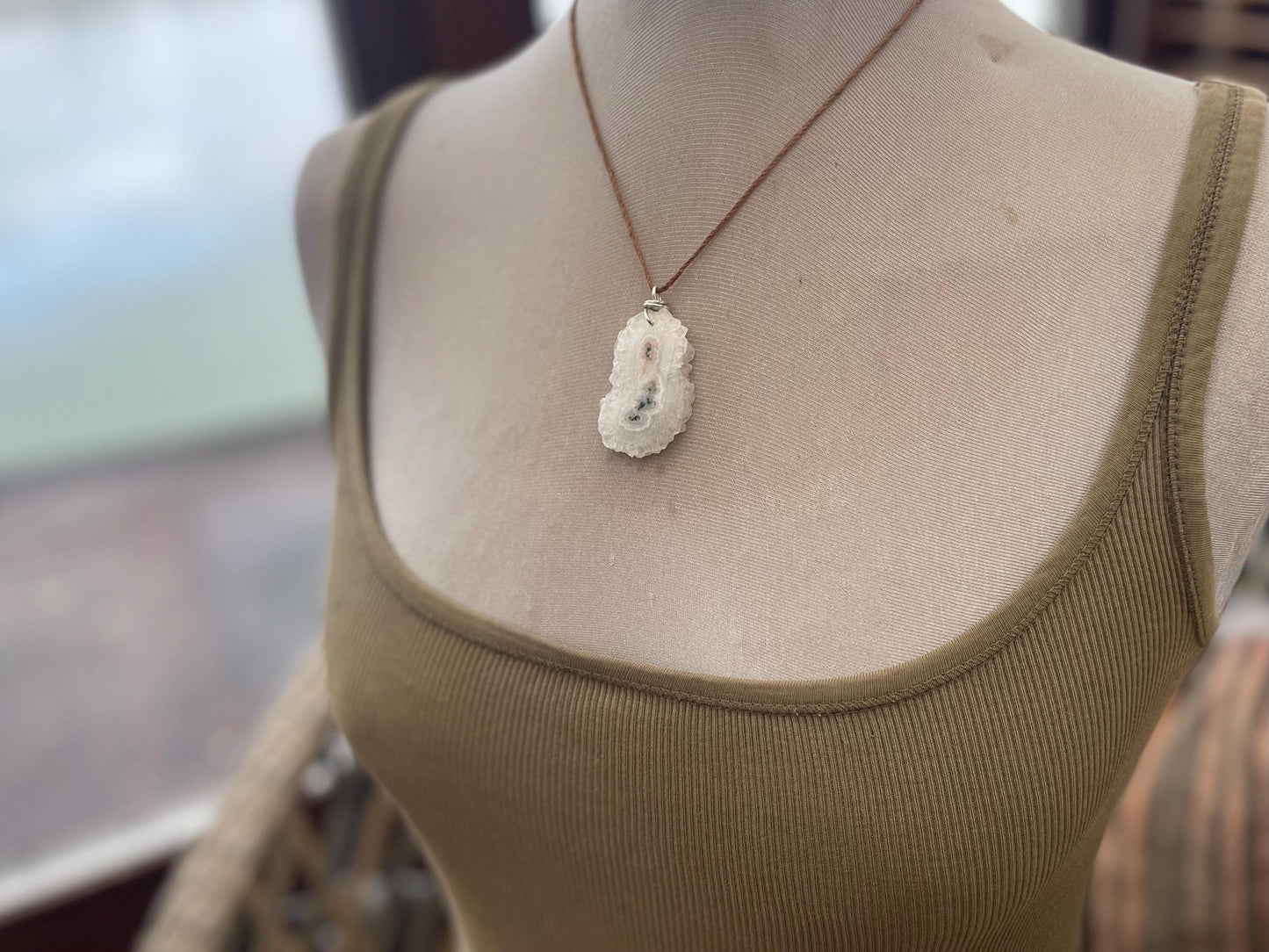 Quartz pendant, quartz necklace, raw quartz jewellery, gift for him, boho handmade necklace,  romantic gift for her, ethical jewellery