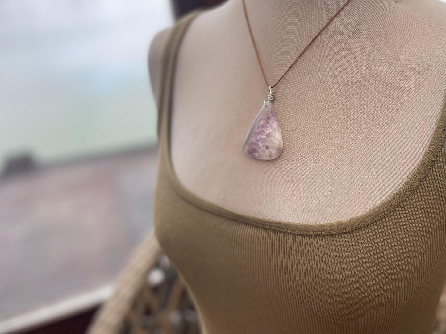 Amethyst pendant, amethyst necklace, amethyst jewellery, unusual gift for him, boho handmade necklace, romantic gift for her, boho pendant