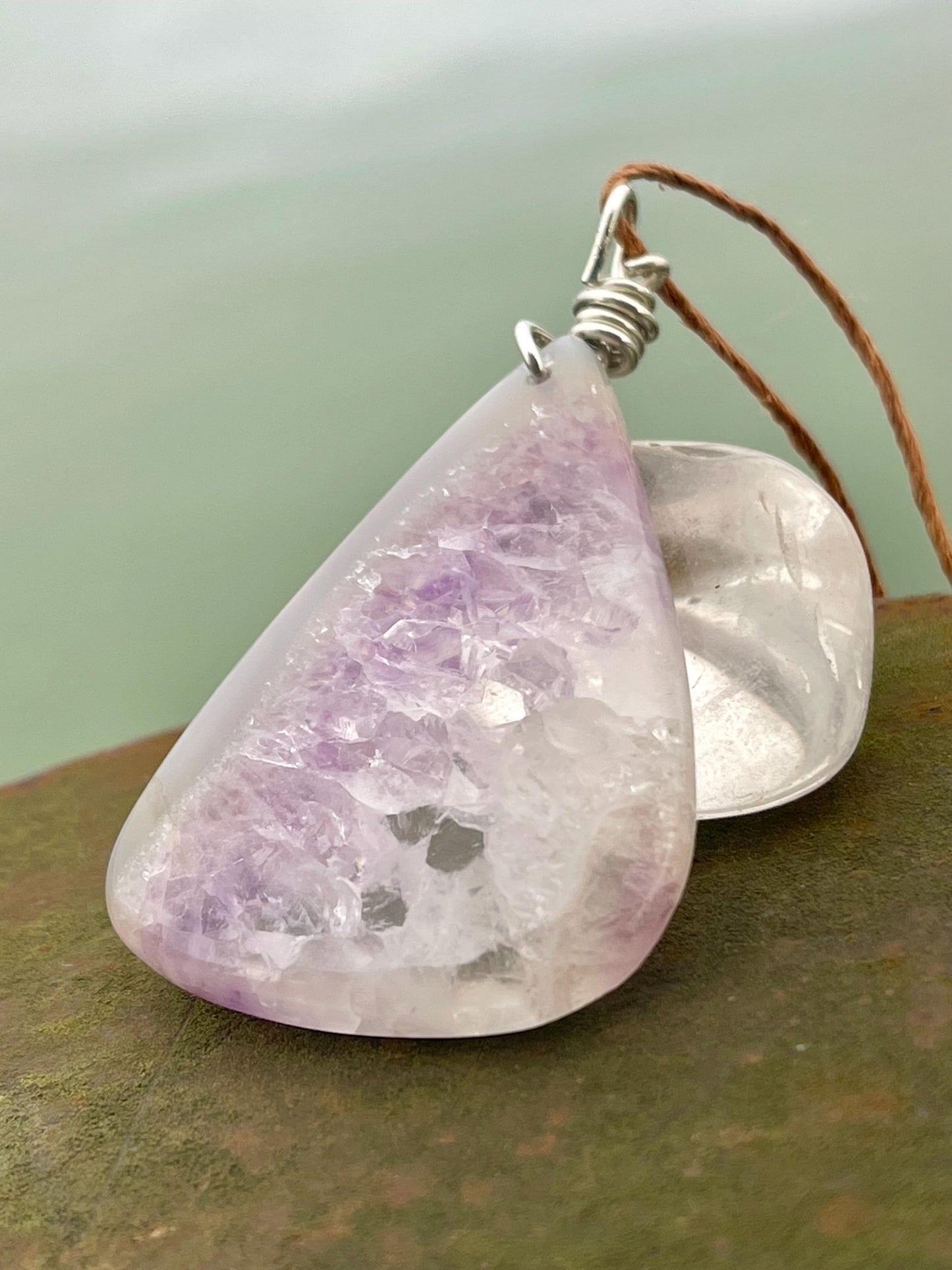 Amethyst pendant, amethyst necklace, amethyst jewellery, unusual gift for him, boho handmade necklace, romantic gift for her, boho pendant