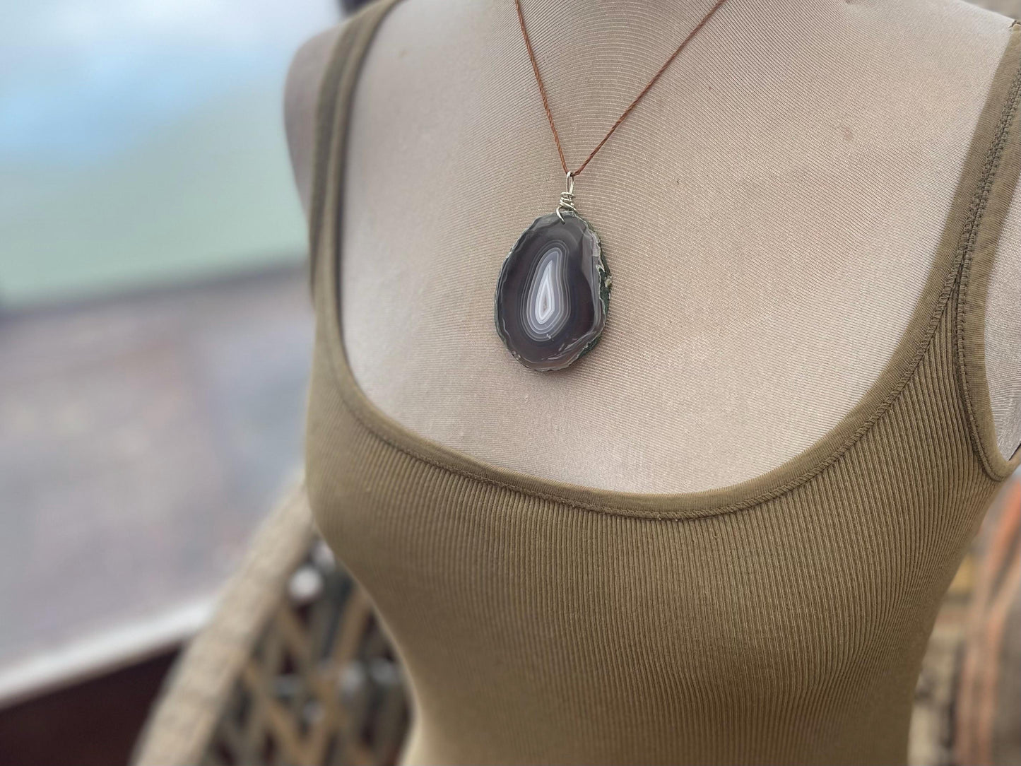 Stunning agate pendant. Agate necklace, agate jewellery, gift for him, boho handmade necklace,  are statement necklace. Ethical jewellery