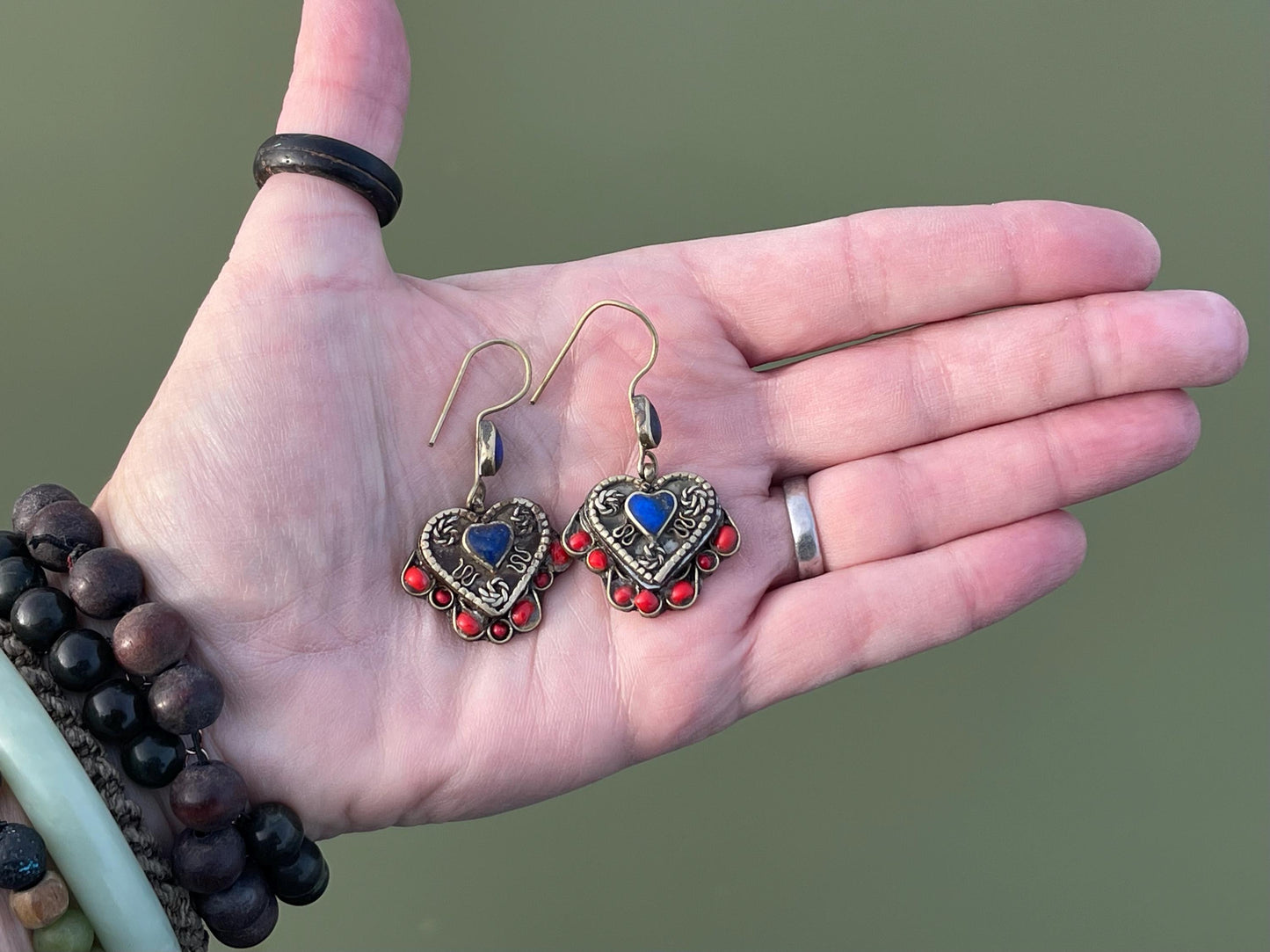 Gypsy jewellery, vintage heart earrings, heart jewellery, ethical jewellery, gypsy earrings, romantic gifts, eco friendly jewellery