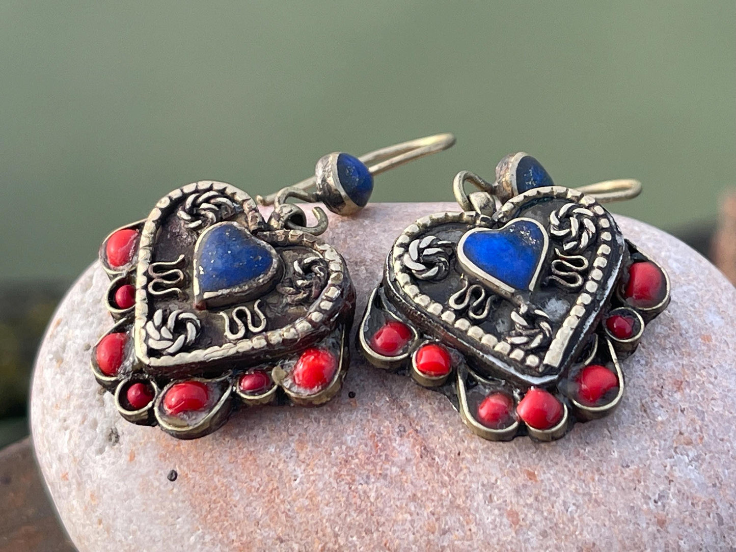 Gypsy jewellery, vintage heart earrings, heart jewellery, ethical jewellery, gypsy earrings, romantic gifts, eco friendly jewellery