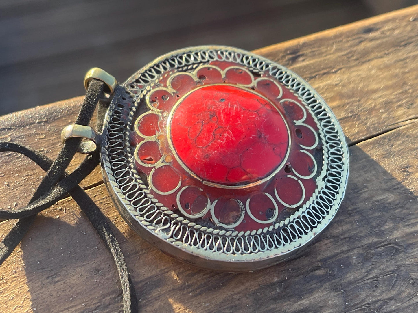 Gypsy jewellery. Very large statement necklace. Vintage jewellery, ethical jewellery, red pendant, boho necklace, unique necklace