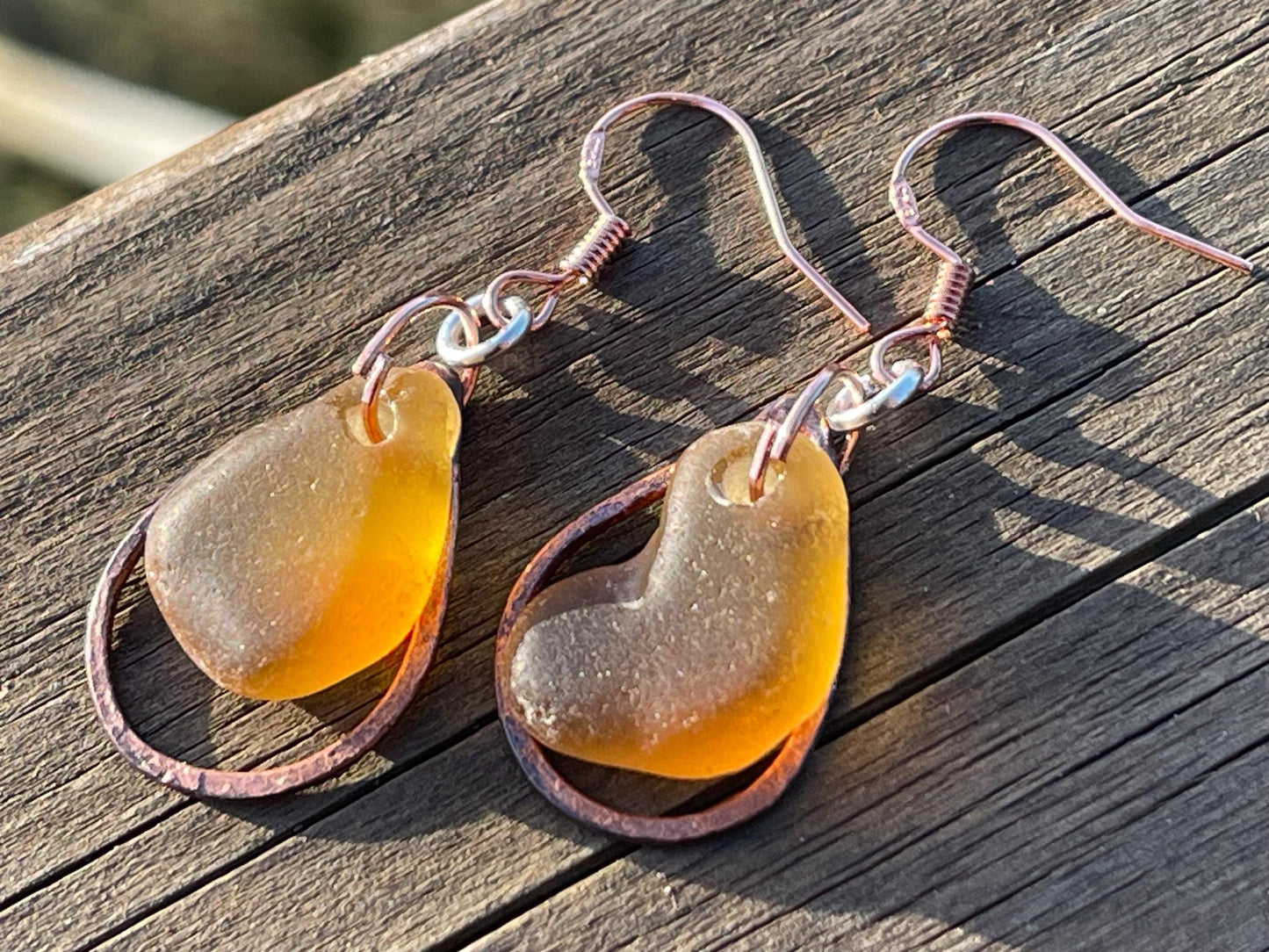 Handmade earrings. Sustainable jewellery, yellow sea glass earrings. Handmade earrings, gift for her, eco friendly jewellery, ethical gifts