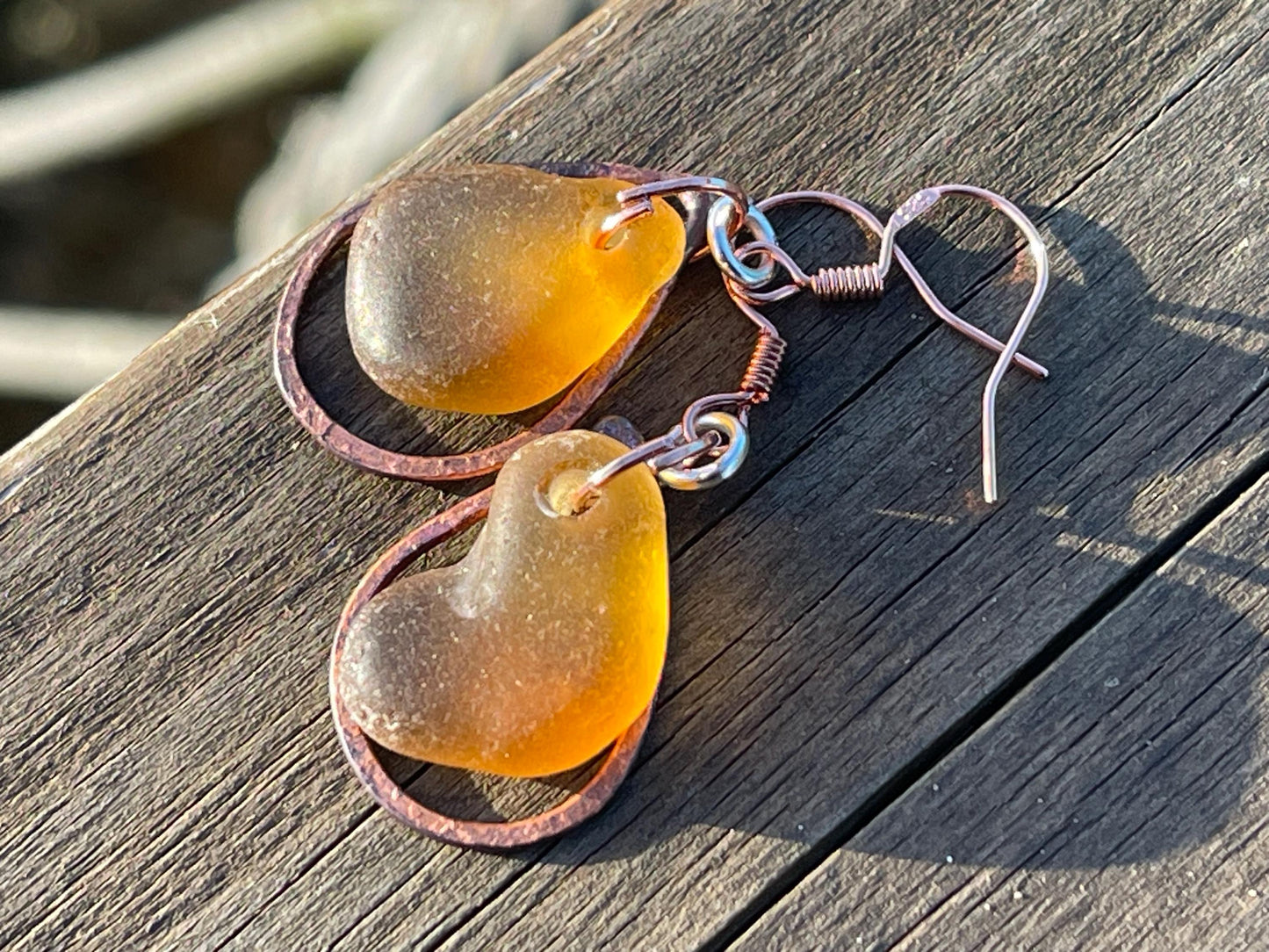 Handmade earrings. Sustainable jewellery, yellow sea glass earrings. Handmade earrings, gift for her, eco friendly jewellery, ethical gifts