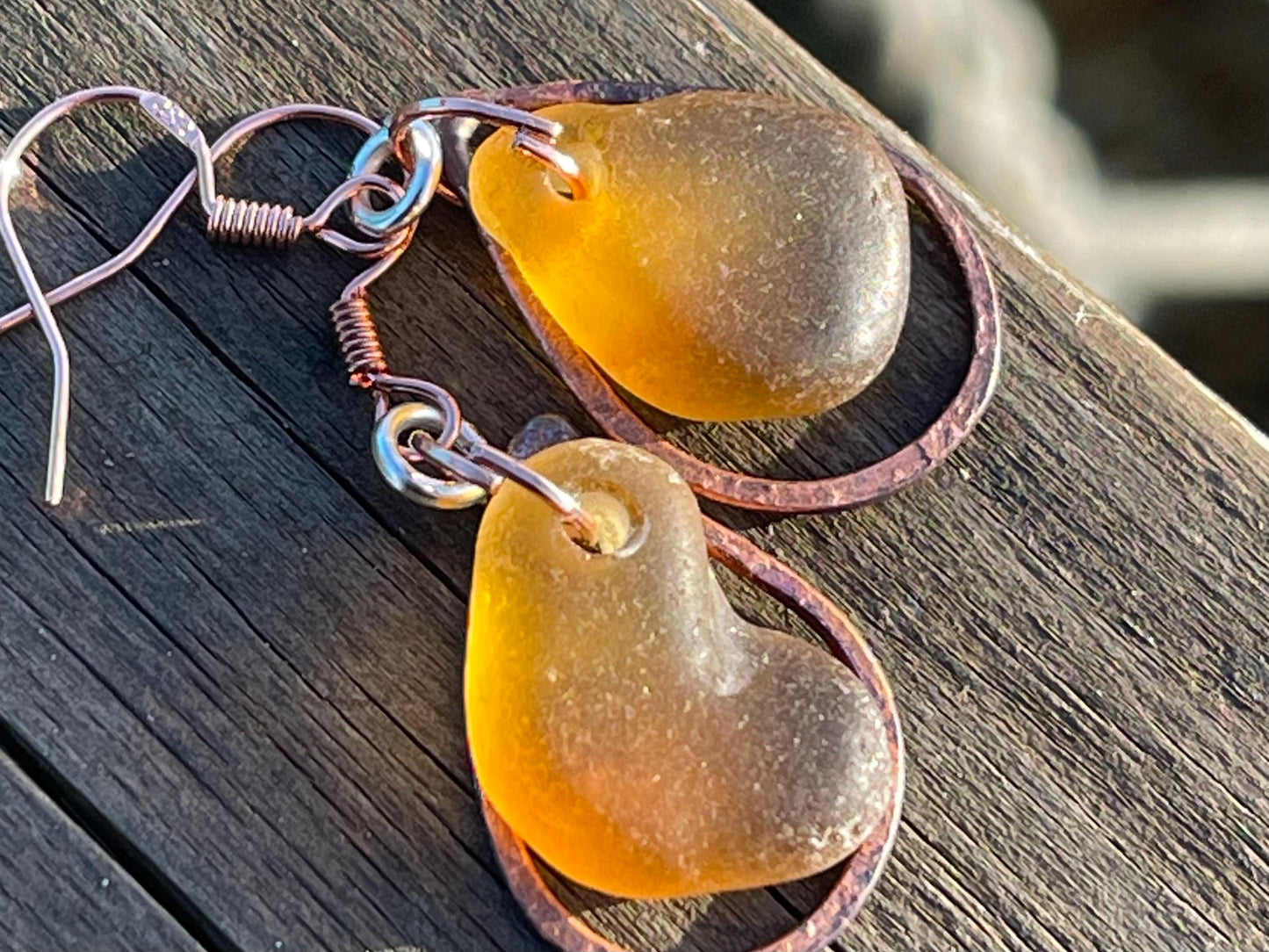 Handmade earrings. Sustainable jewellery, yellow sea glass earrings. Handmade earrings, gift for her, eco friendly jewellery, ethical gifts