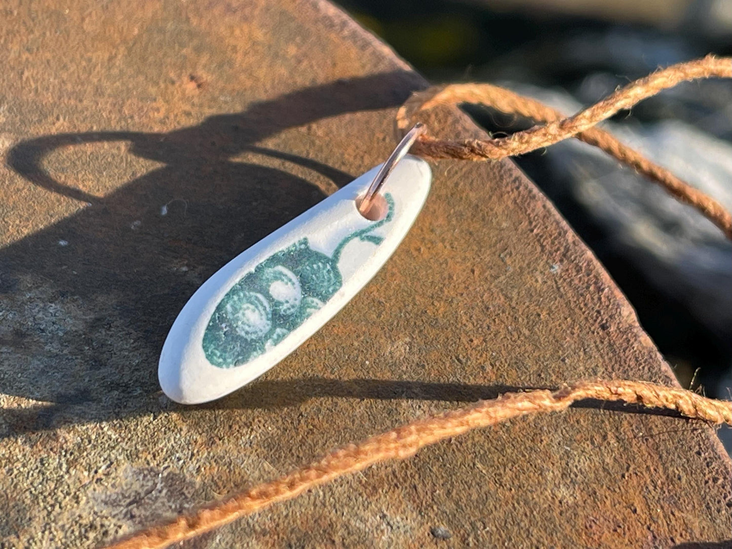 Rustic sea pottery necklace. Recycled necklace, unisex necklace. Surf necklace, hippy necklace, Gift for him, handmade gift for her, ethical