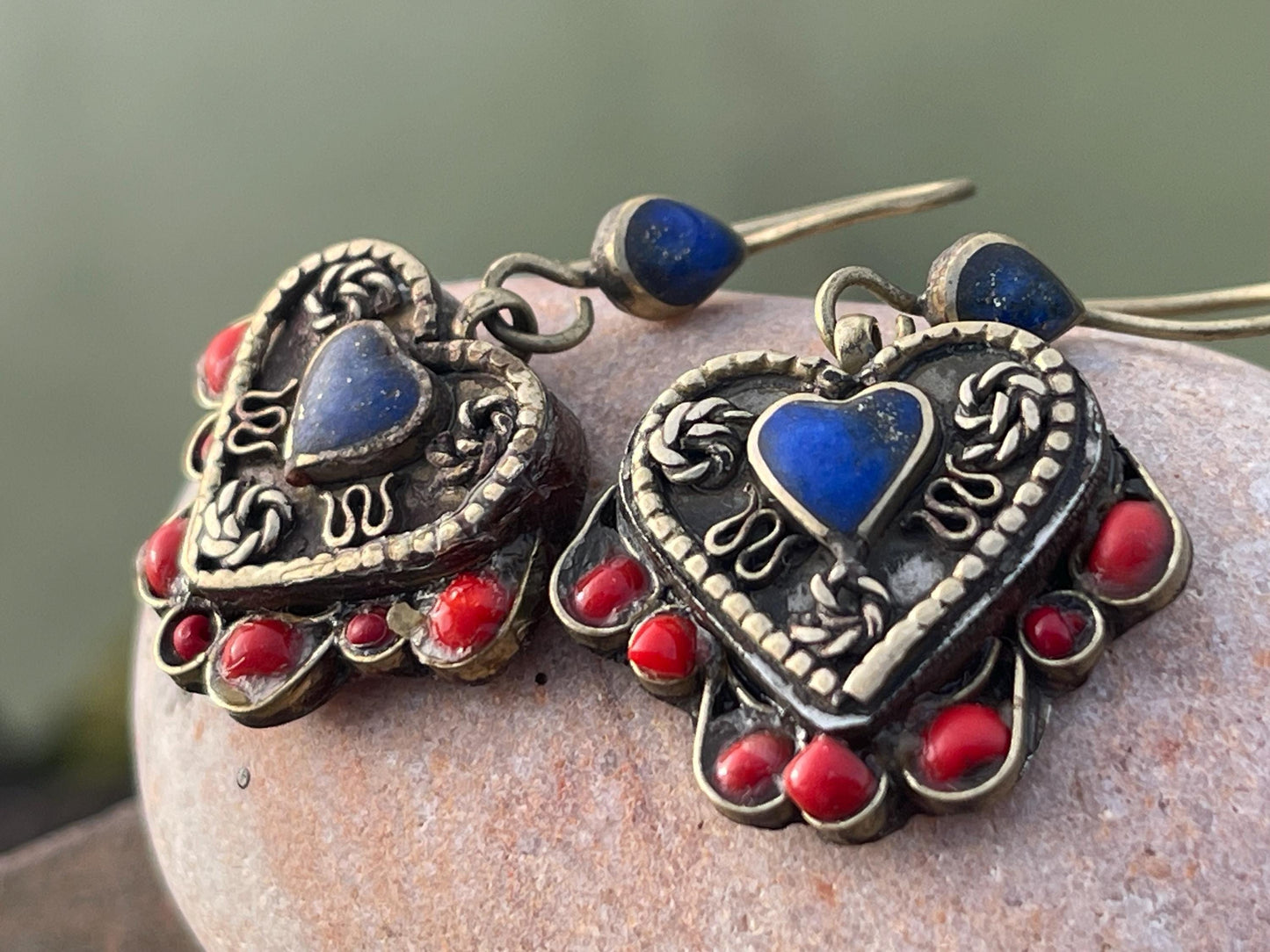 Gypsy jewellery, vintage heart earrings, heart jewellery, ethical jewellery, gypsy earrings, romantic gifts, eco friendly jewellery