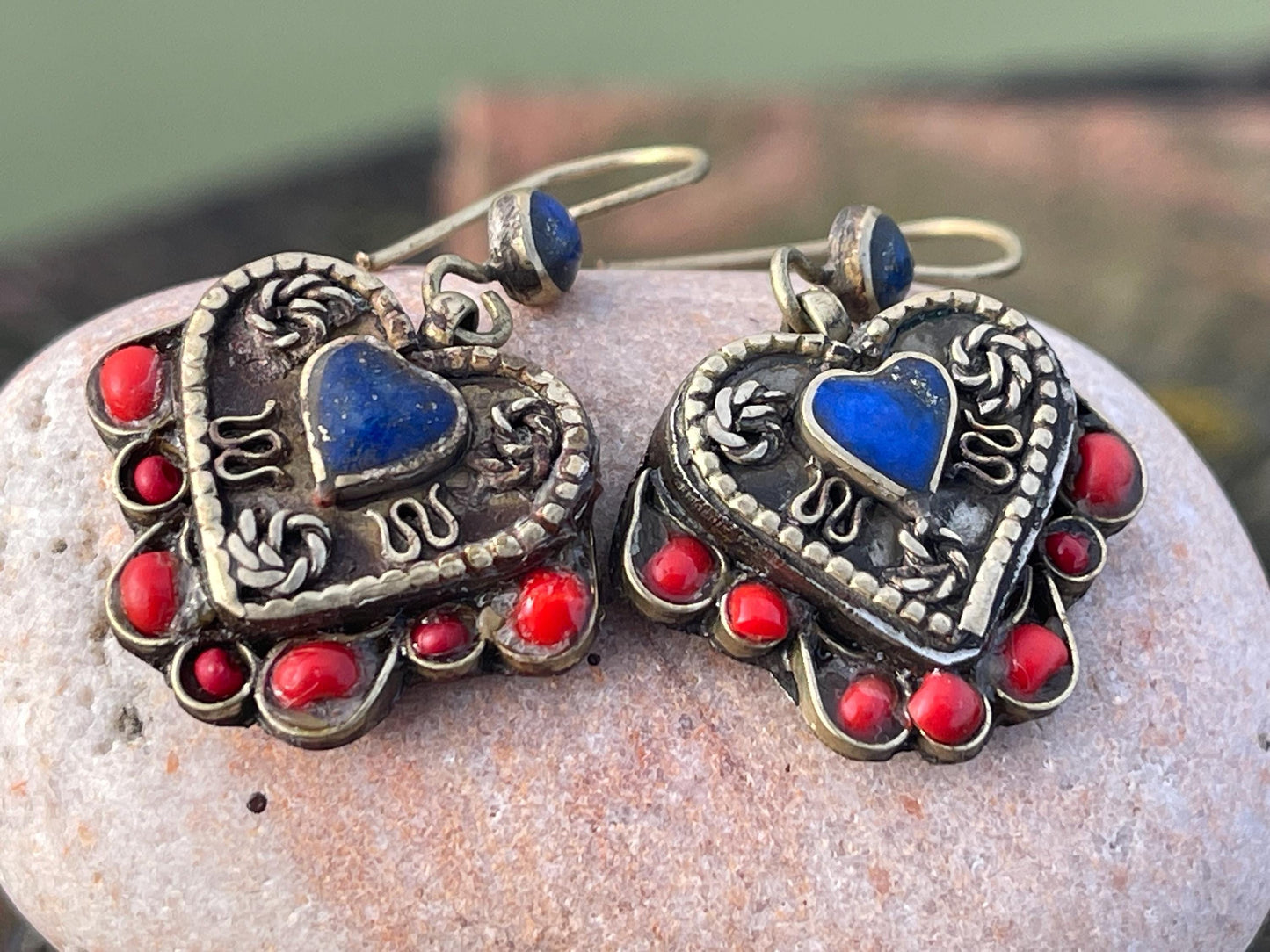 Gypsy jewellery, vintage heart earrings, heart jewellery, ethical jewellery, gypsy earrings, romantic gifts, eco friendly jewellery