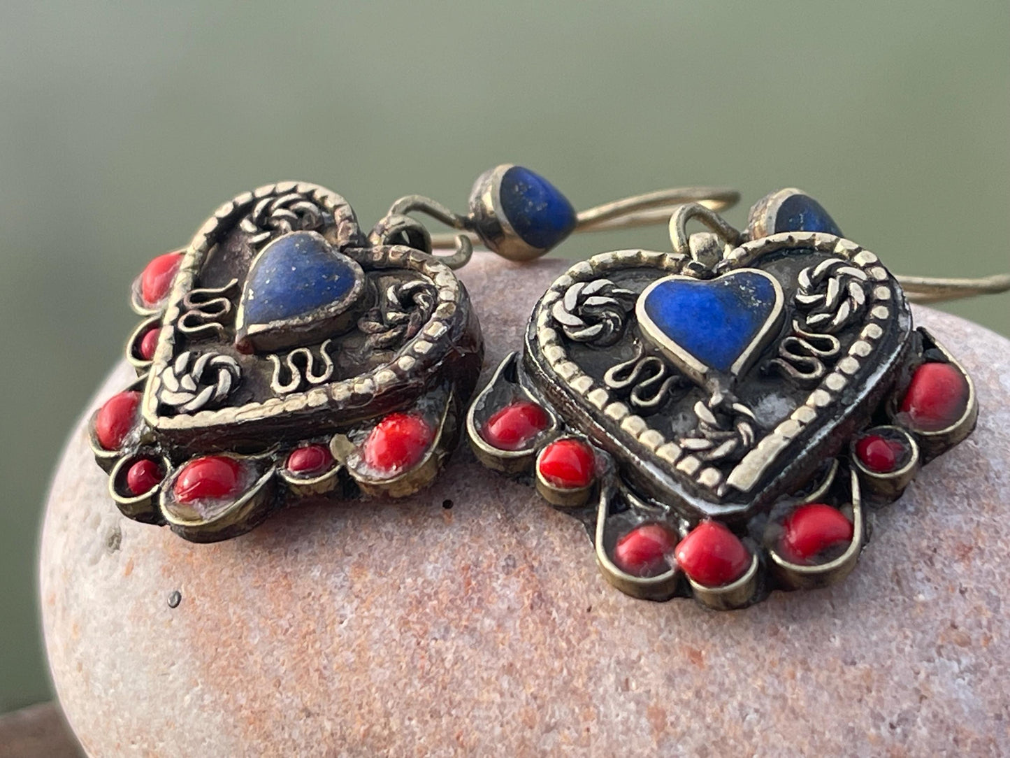 Gypsy jewellery, vintage heart earrings, heart jewellery, ethical jewellery, gypsy earrings, romantic gifts, eco friendly jewellery