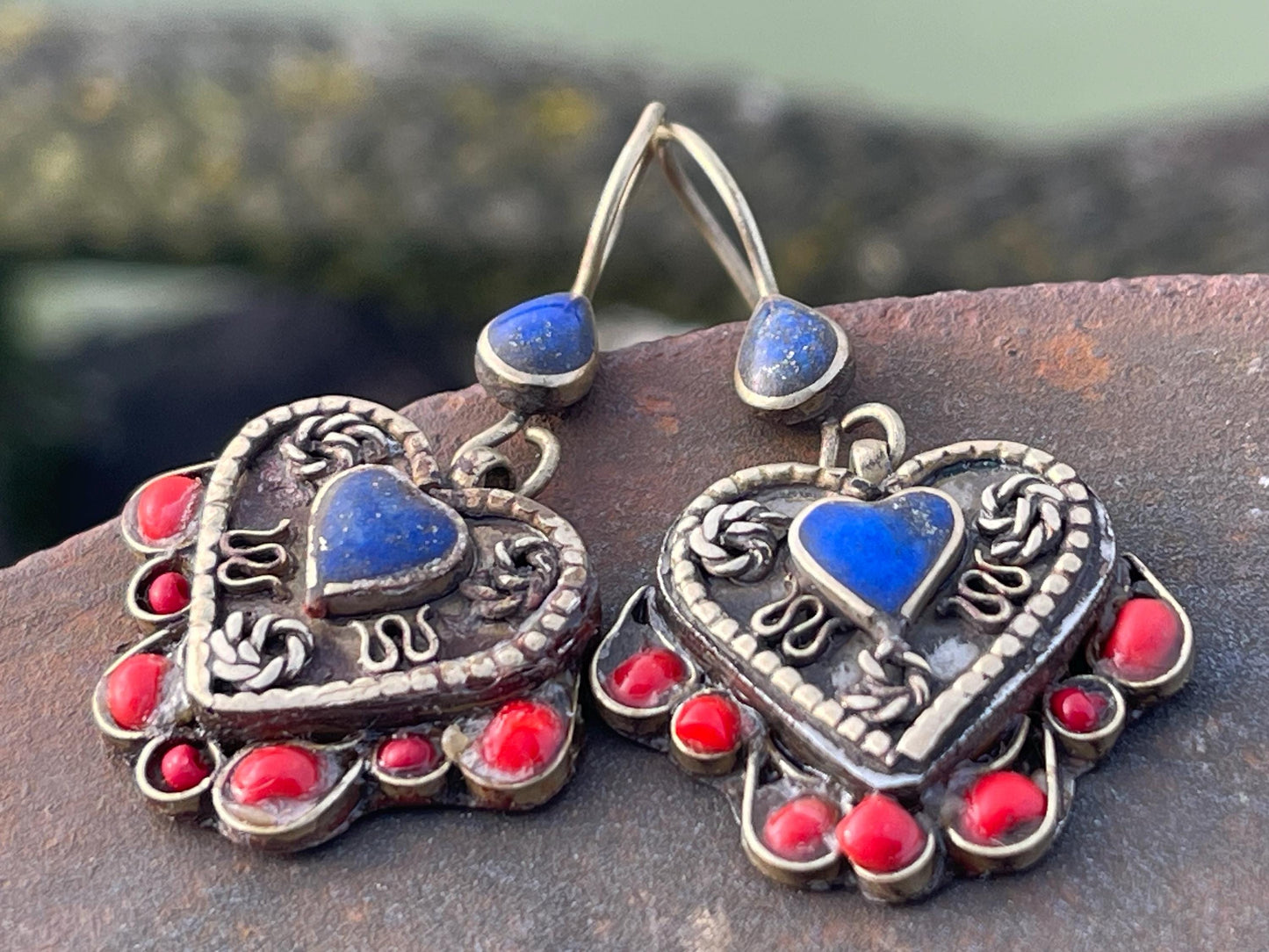 Gypsy jewellery, vintage heart earrings, heart jewellery, ethical jewellery, gypsy earrings, romantic gifts, eco friendly jewellery