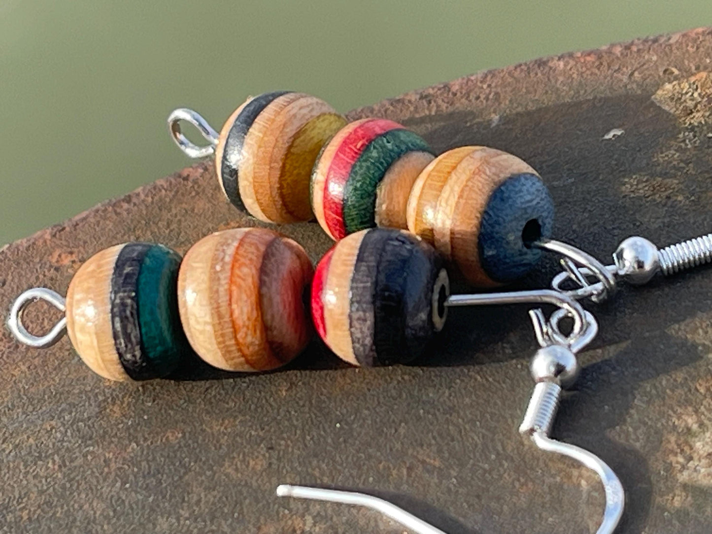 Handmade earrings made from old skateboards. Skateboard earrings. Skater jewellery. Sustainable jewellery. Eco friendly earrings. Cool gifts