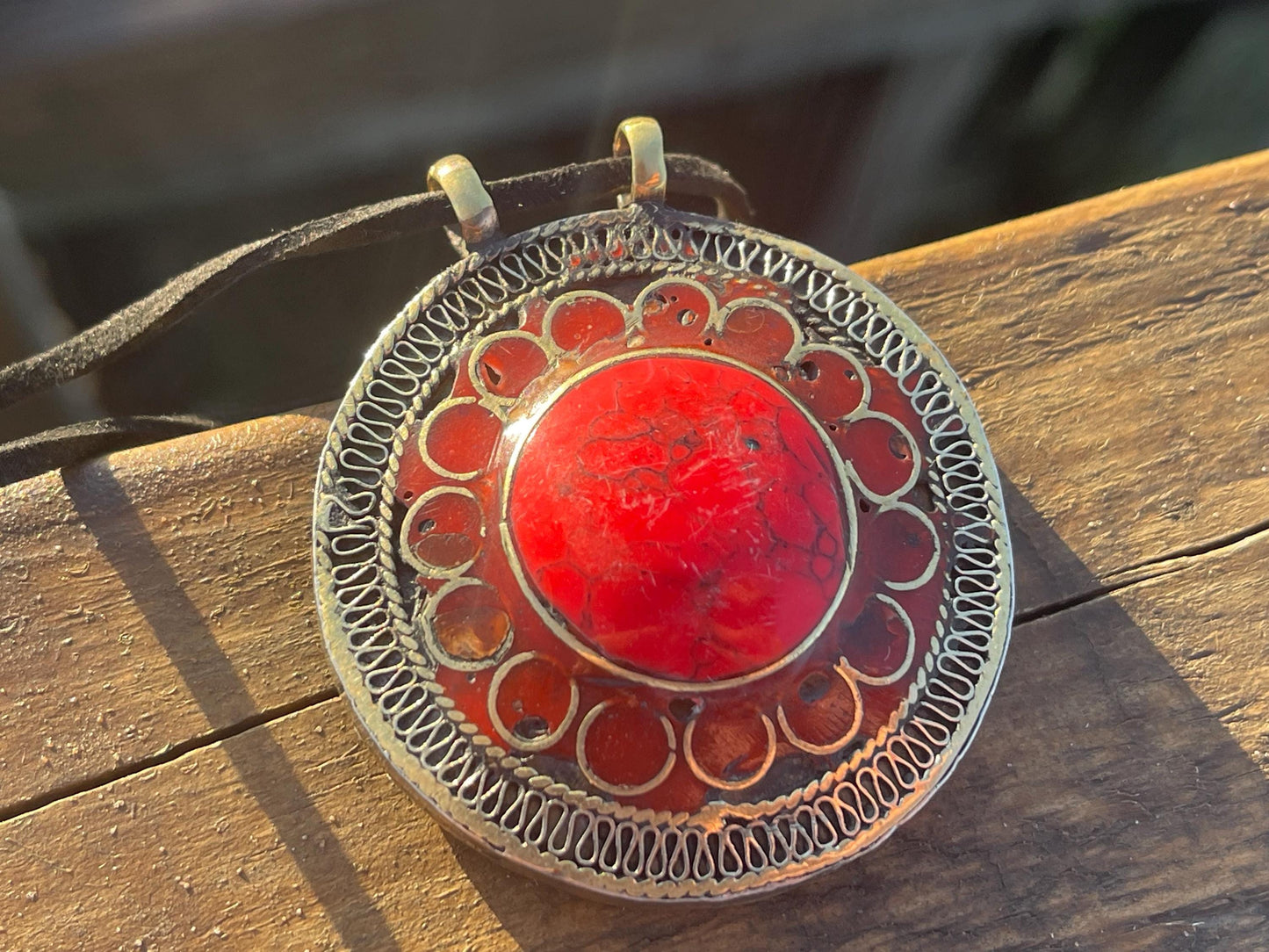 Gypsy jewellery. Very large statement necklace. Vintage jewellery, ethical jewellery, red pendant, boho necklace, unique necklace