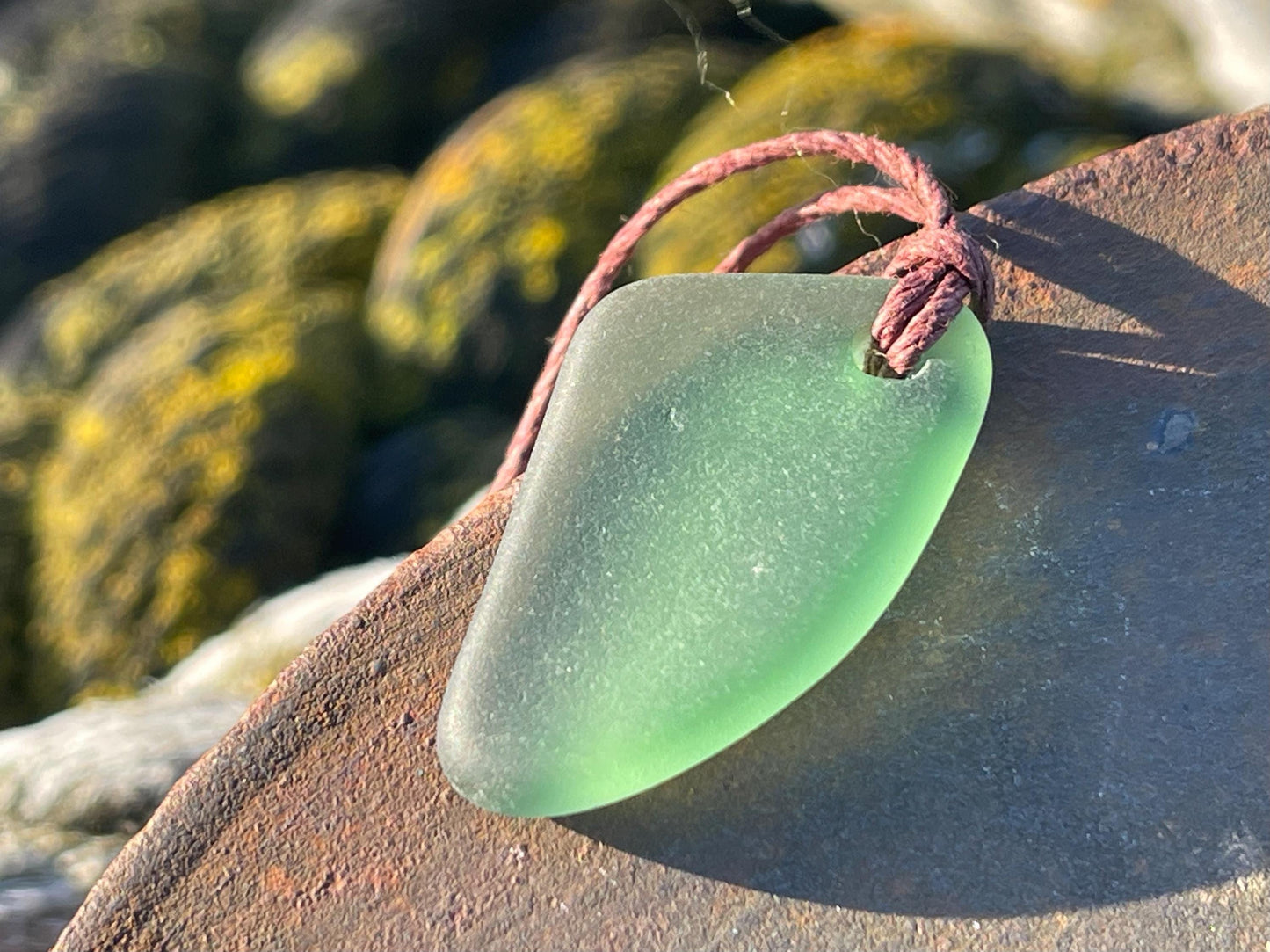 Ethically sourced sea glass pendants. Recycled necklace, unique boho gift for her, ethical jewellery, earthy jewelry handmade necklace v