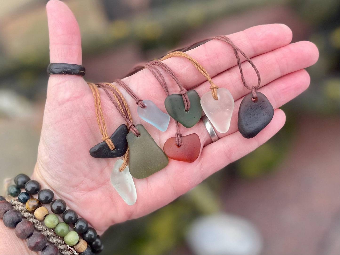 Unisex Cornish sea glass necklace, surf necklace, hippy necklace, gift for him, gift for her, recycled necklace, eco friendly necklace, boho