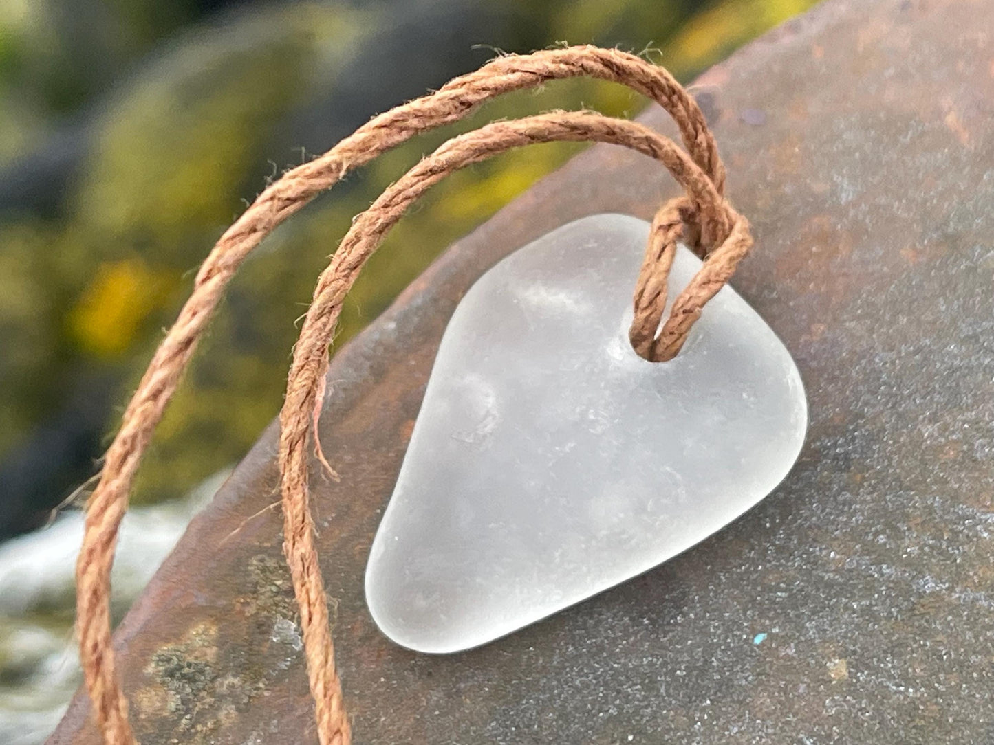 Unisex Cornish sea glass necklace, surf necklace, hippy necklace, gift for him, gift for her, recycled necklace, eco friendly necklace, boho