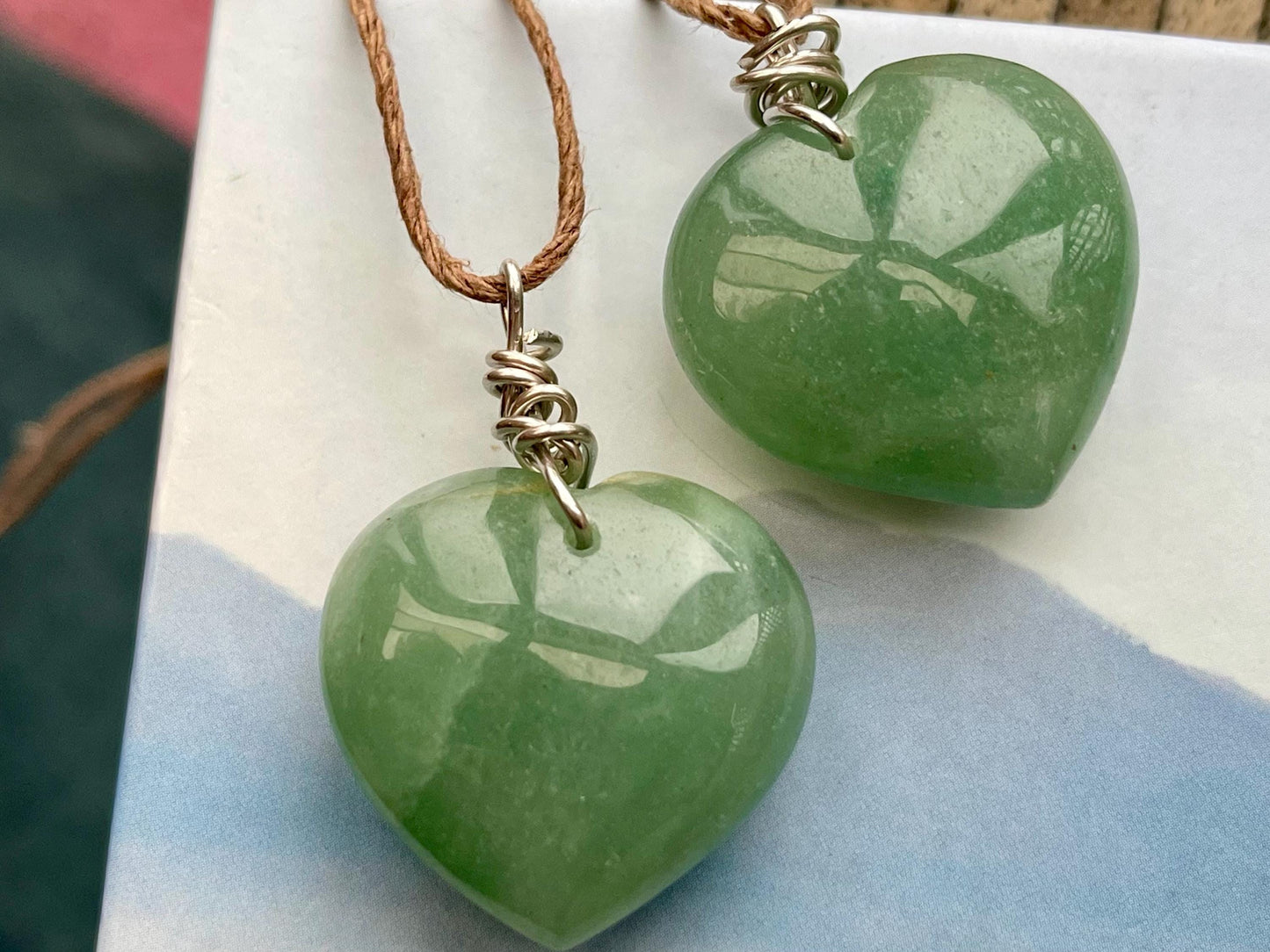 Adventurine necklace, heart necklace, romantic necklace, gift for her, birthday gift, gift for wife, heart pendant, love necklace, green