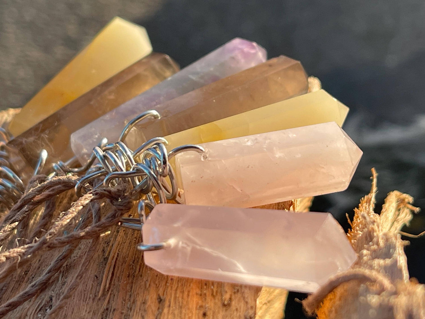 Lemon quartz necklaces, romantic gift for her, smokey quartz pendant, boho pendants, handmade necklace, gift for him, ethical jewellery