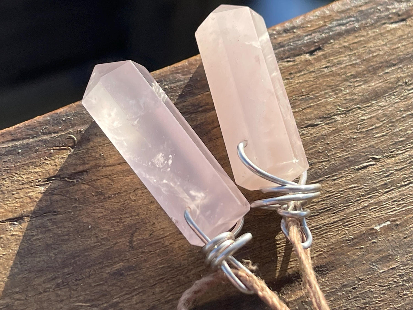 Rose quartz necklace, romantic gift for her, rose quartz pendant, boho pendant, handmade necklace, rose quartz jewellery, ethical jewellery