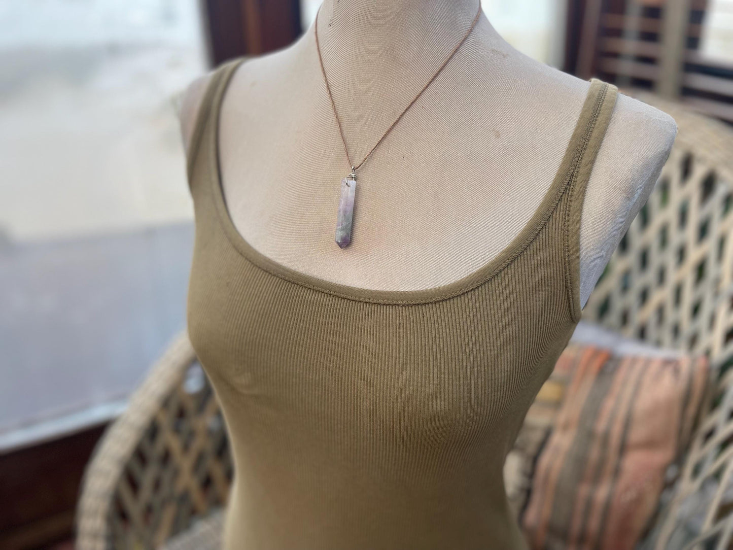 Rainbow Flourite pendant, fluorite necklace, flourite jewellery, gift for him, boho handmade necklace, boho gift for her, ethical jewellery