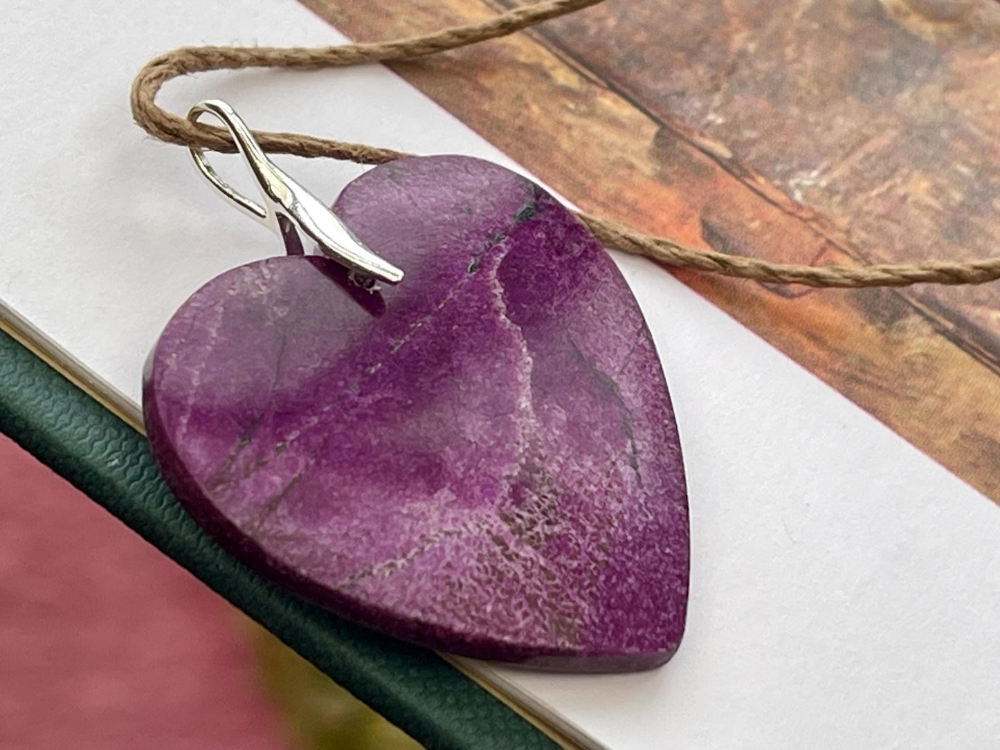 Charoite necklace, heart necklace. Handmade necklace, charoite jewellery, gift for her, unusual necklace, purple gemstone, unique jewellery