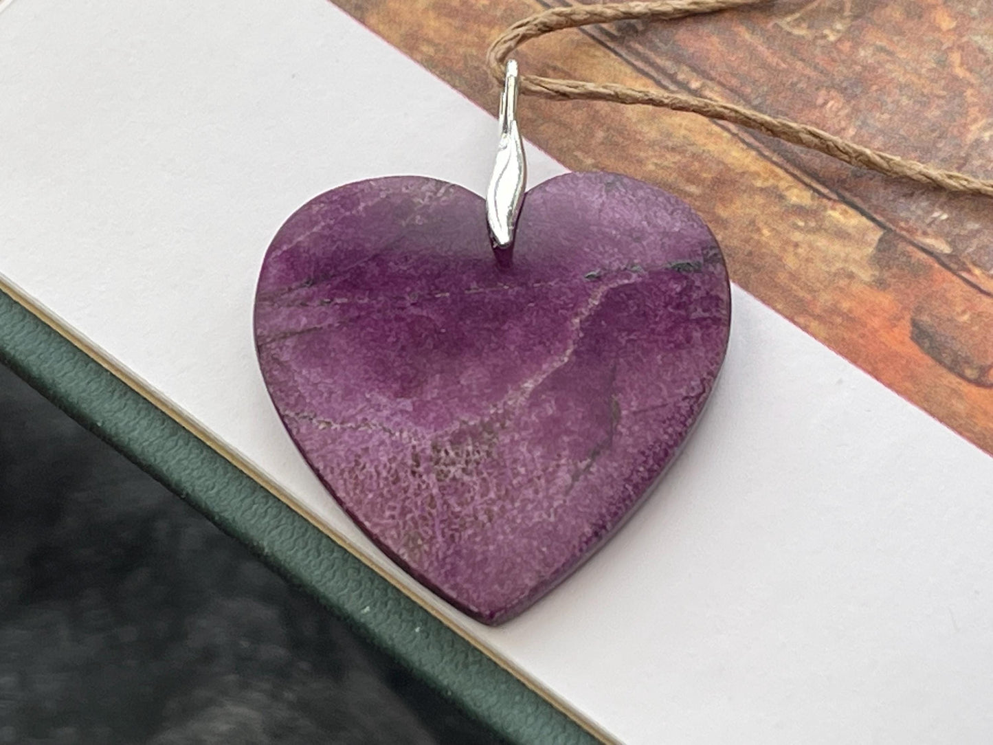 Charoite necklace, heart necklace. Handmade necklace, charoite jewellery, gift for her, unusual necklace, purple gemstone, unique jewellery