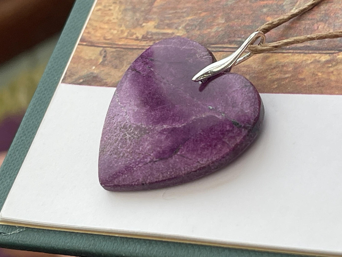 Charoite necklace, heart necklace. Handmade necklace, charoite jewellery, gift for her, unusual necklace, purple gemstone, unique jewellery