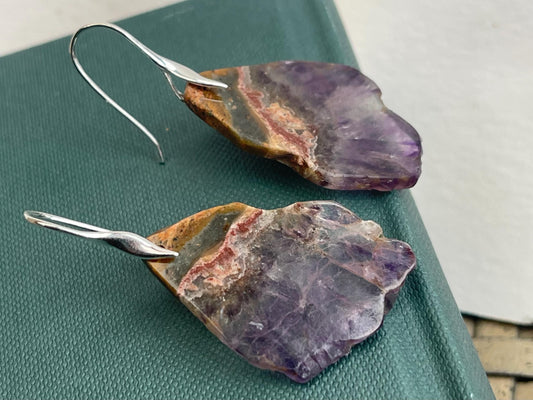 Amethyst gemstone earrings. Ethical jewellery, purple gemstone earrings. Stunning unique jewellery. Unique gifts. Unique amethyst earrings.