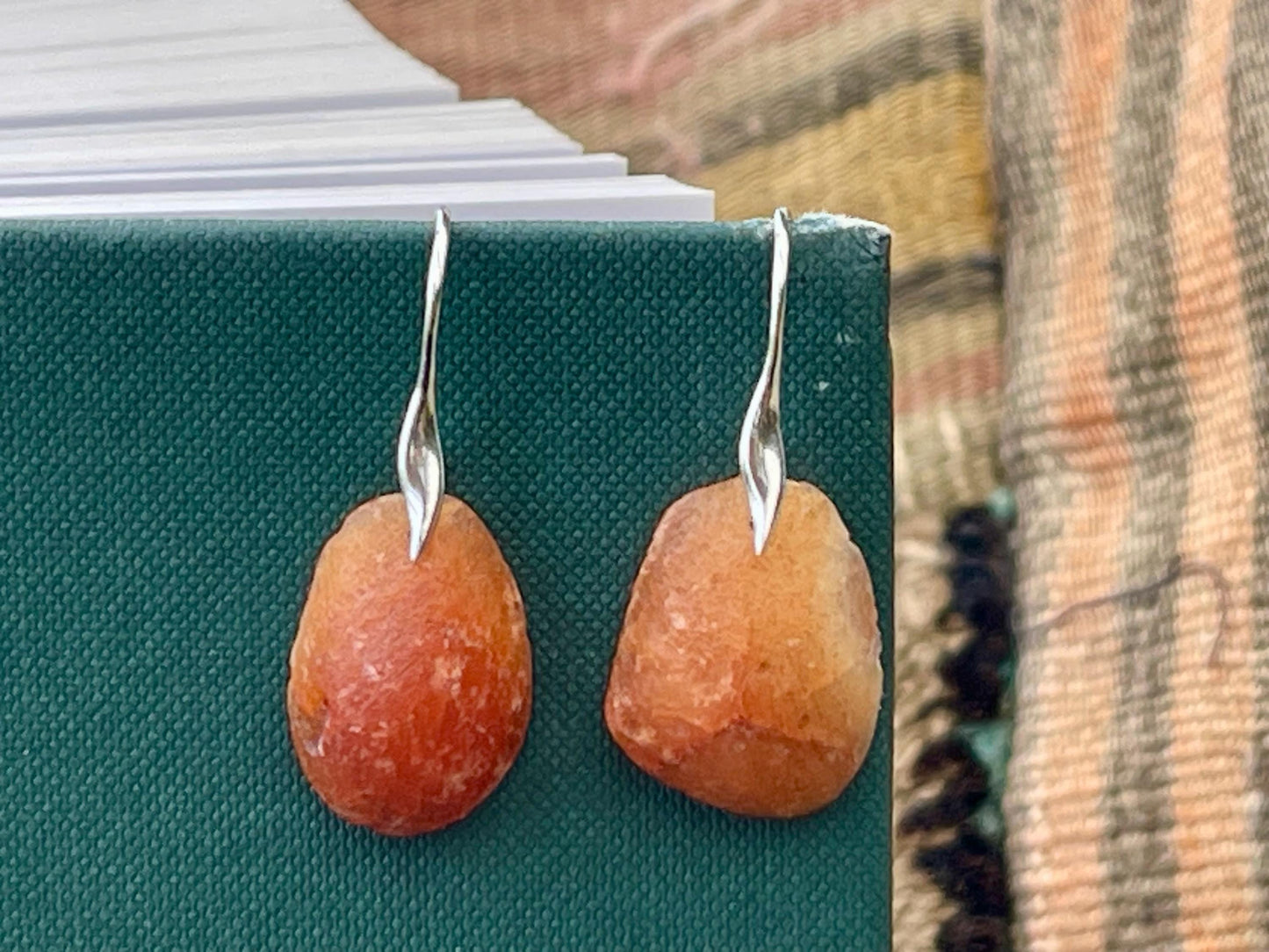 Agate gemstone earrings. Ethical jewellery, orange gemstone earrings. Stunning unique jewellery. Unique gifts. Unique earrings.