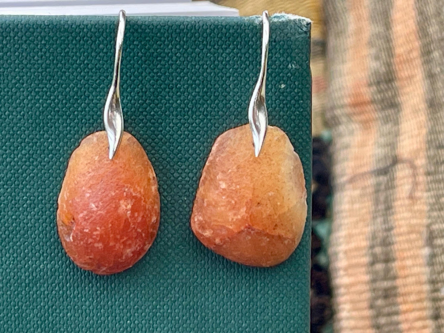 Agate gemstone earrings. Ethical jewellery, orange gemstone earrings. Stunning unique jewellery. Unique gifts. Unique earrings.