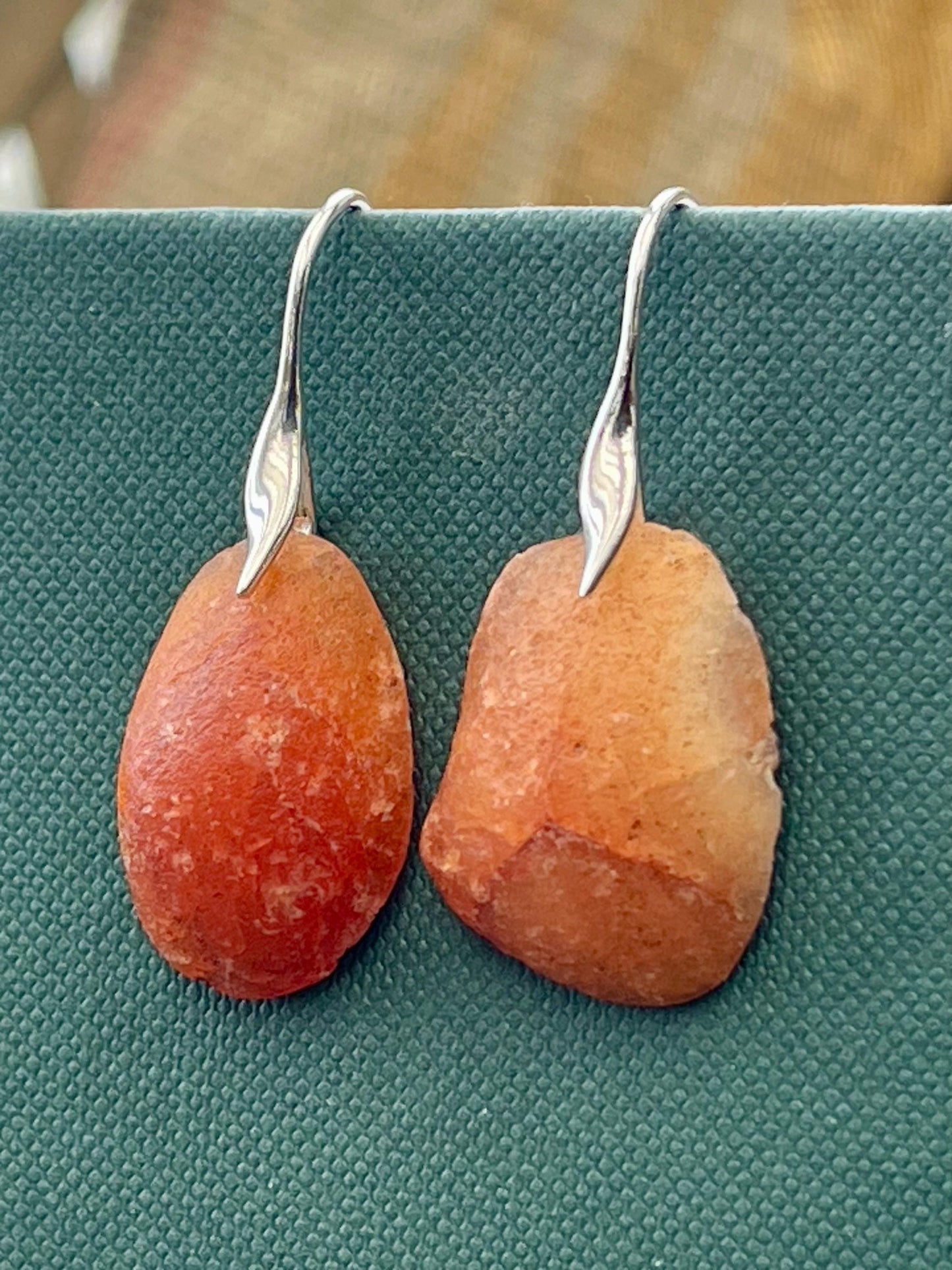 Agate gemstone earrings. Ethical jewellery, orange gemstone earrings. Stunning unique jewellery. Unique gifts. Unique earrings.