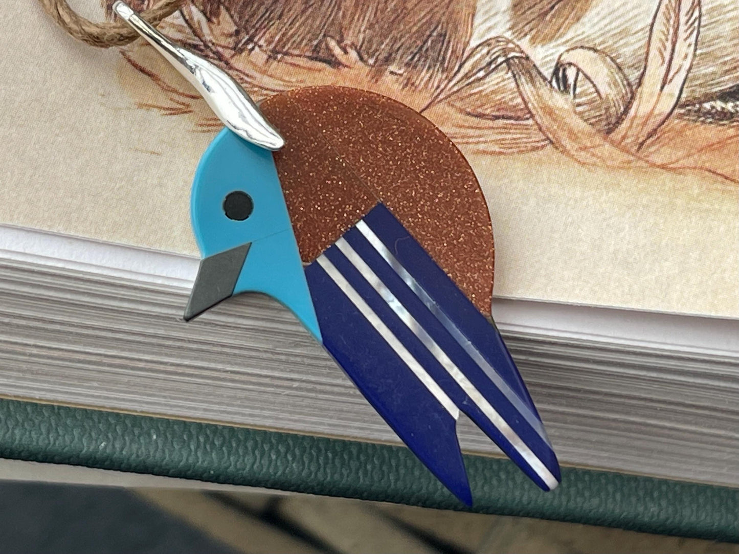 Stunning bird necklace. Unusual necklace, bird jewellery. Bird pendants. Blue bird on sterling silver.