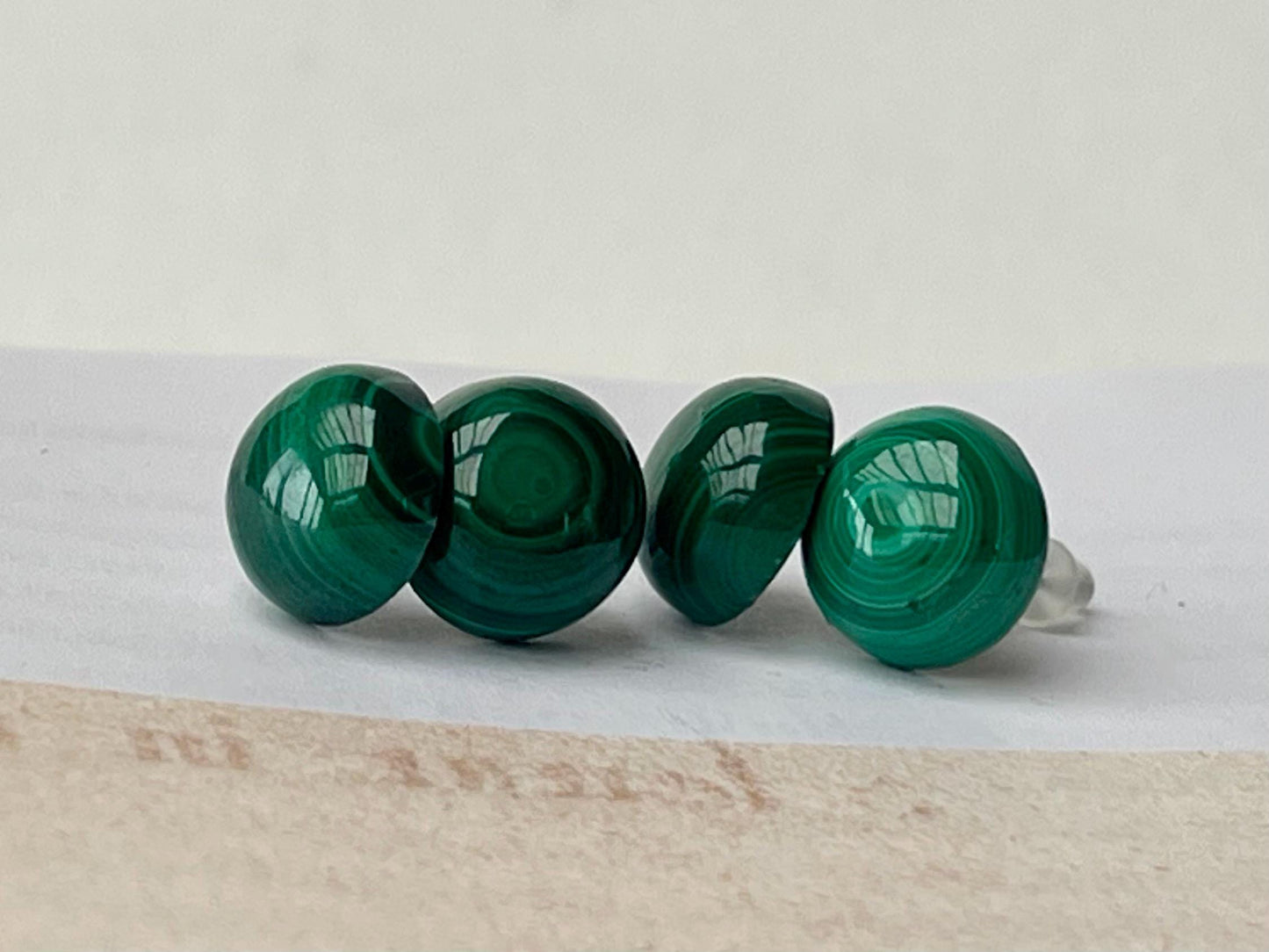 Ethically courses malachite earrings. Green stud earrings, ethical jewellery, malachite jewellery. Boho stud earrings, gift for her