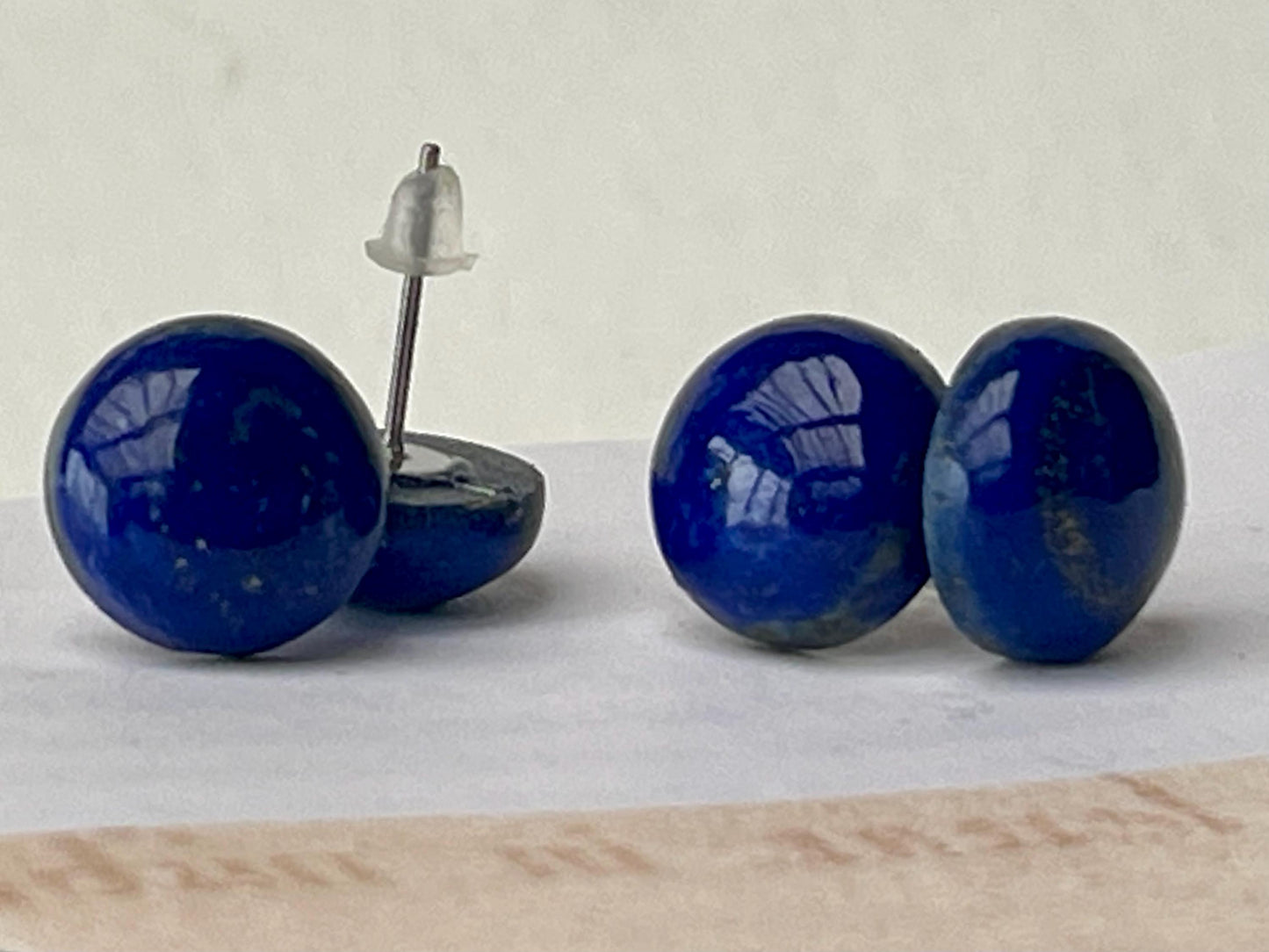 Ethically courses lapis stud earrings. Blue stud earrings, ethical jewellery, lapis jewellery. Boho stud earrings, gift for her