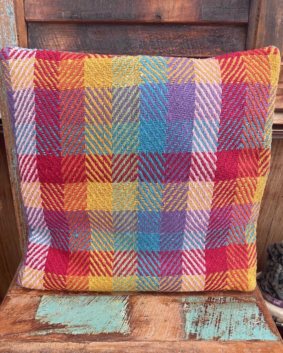 Recycled cushion, colourful cushion, eco friendly cushion, colourful cushion. Boho how furnishings. Eco friendly cushions for the sofa.