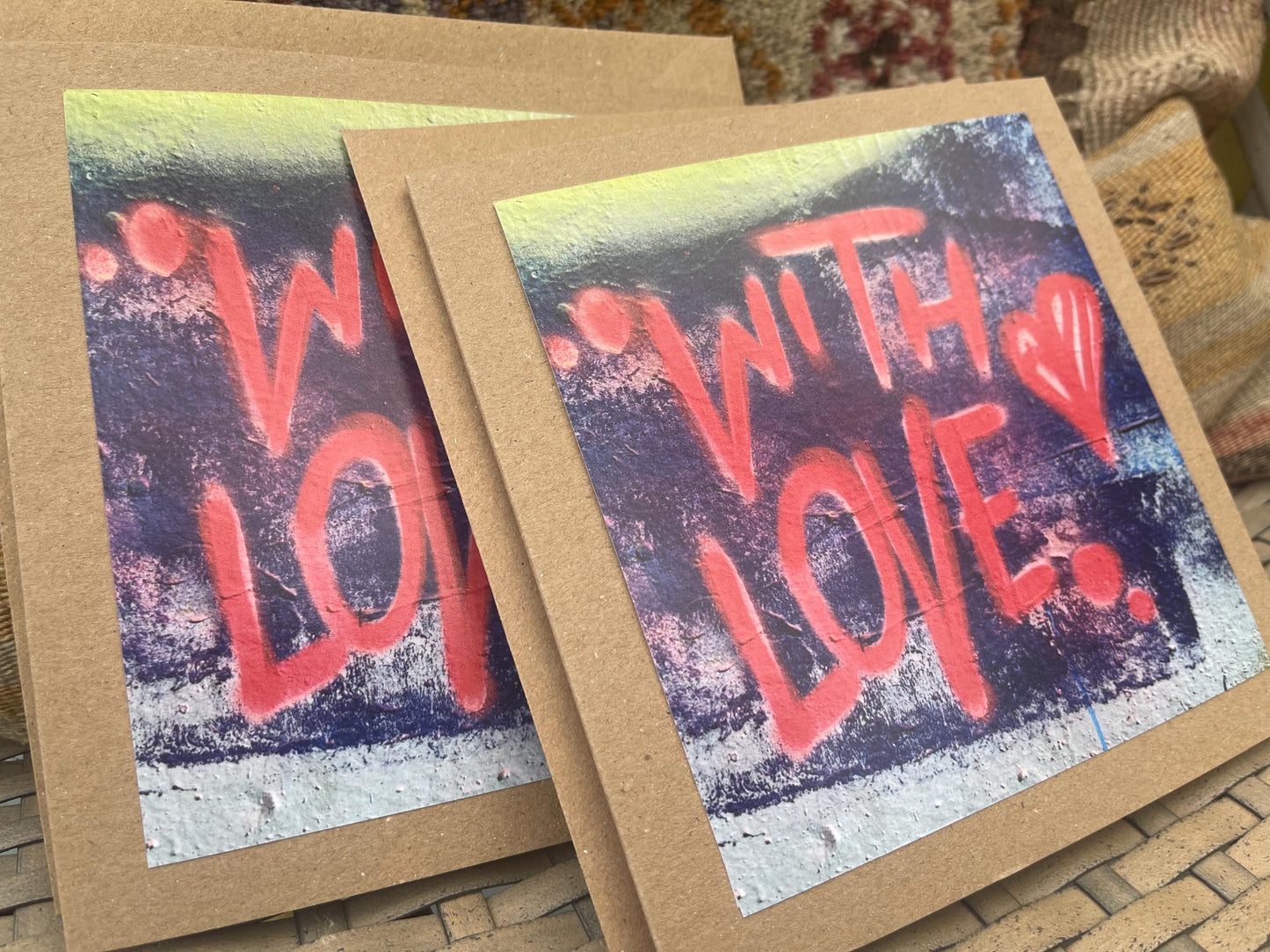 Handmade card, recycled card, anniversary card, birthday card, eco card, love card, romantic card, I love you card graffiti card, funky card