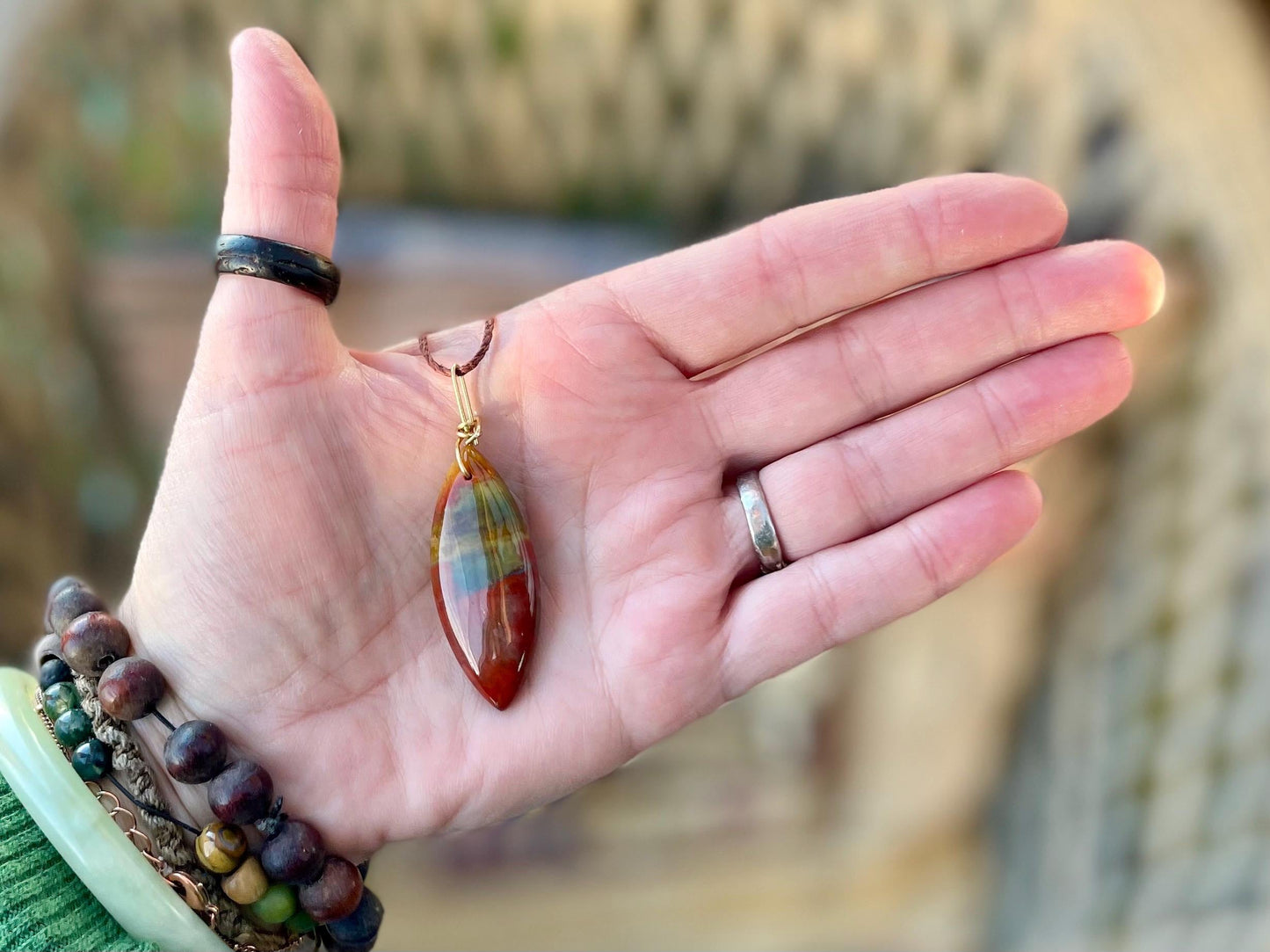 Handmade bloodstone necklace. Unusual gemstone jewellery. Orange gemstones. Bloodstone jewellery. Ethical jewellery. Unusual gemstones.