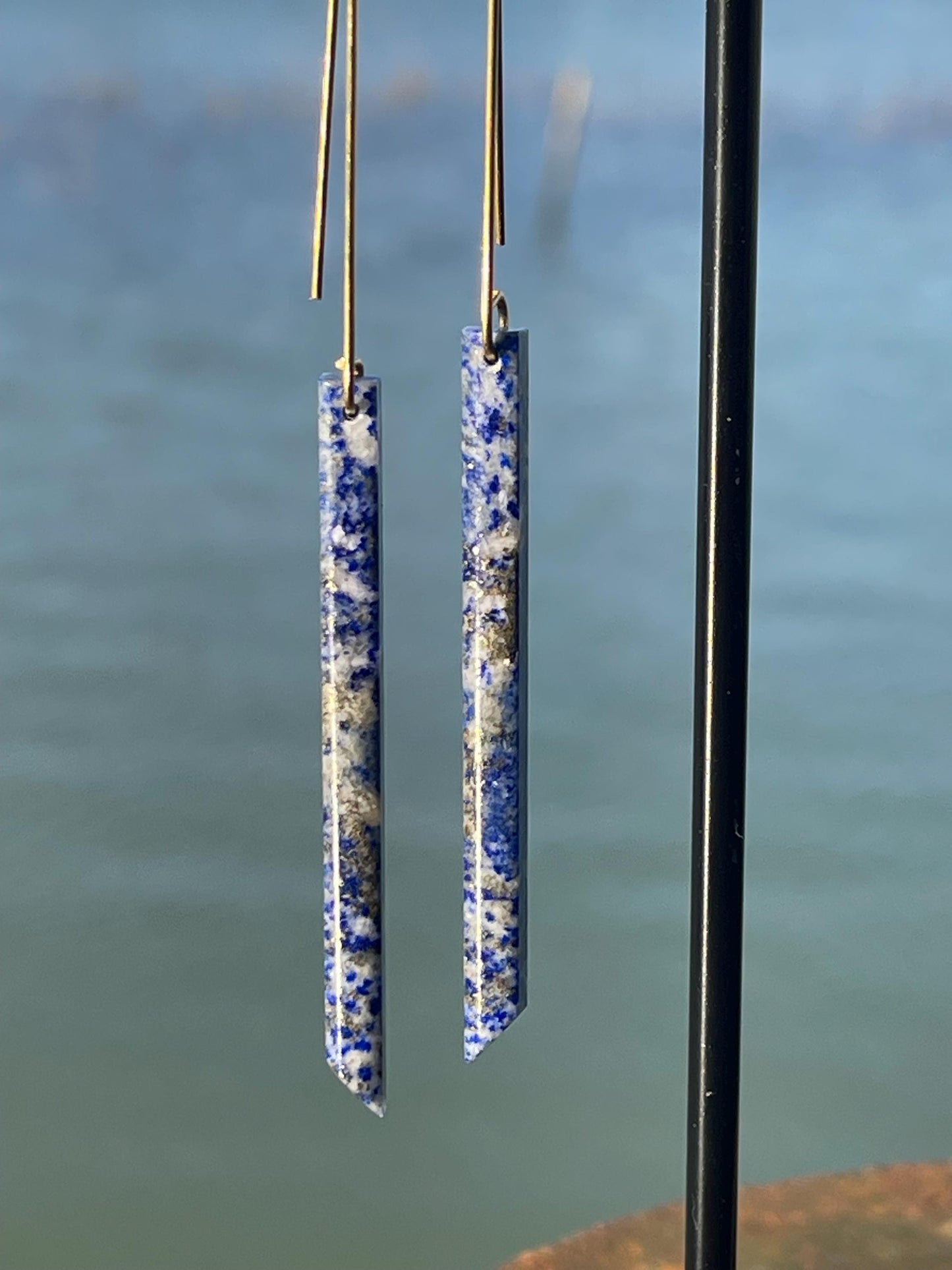 Lapis gemstone earrings. Ethical jewellery, blue gemstone earrings. Stunning unique jewellery. Unique gifts. Unique lapis earrings.