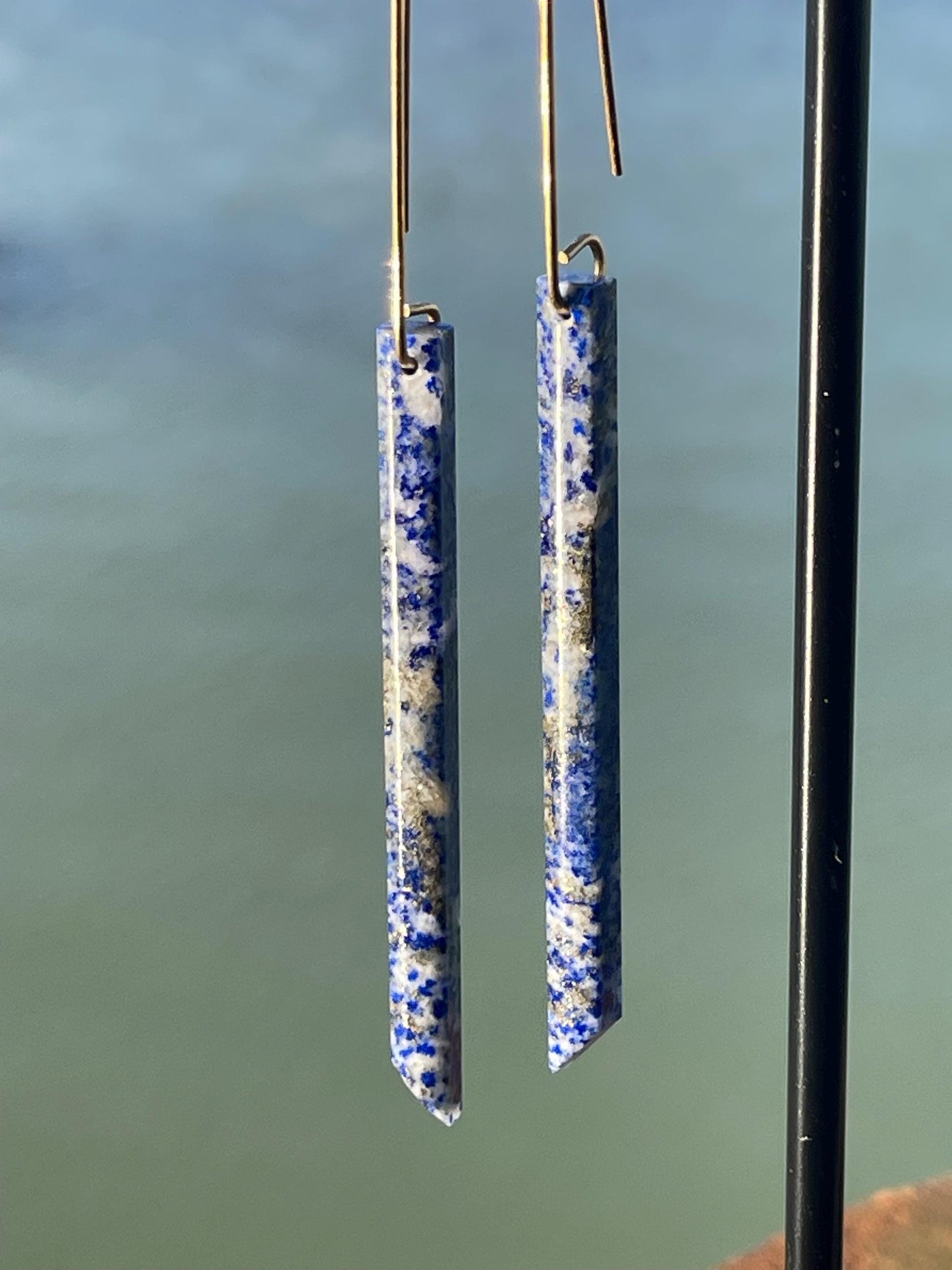 Lapis gemstone earrings. Ethical jewellery, blue gemstone earrings. Stunning unique jewellery. Unique gifts. Unique lapis earrings.