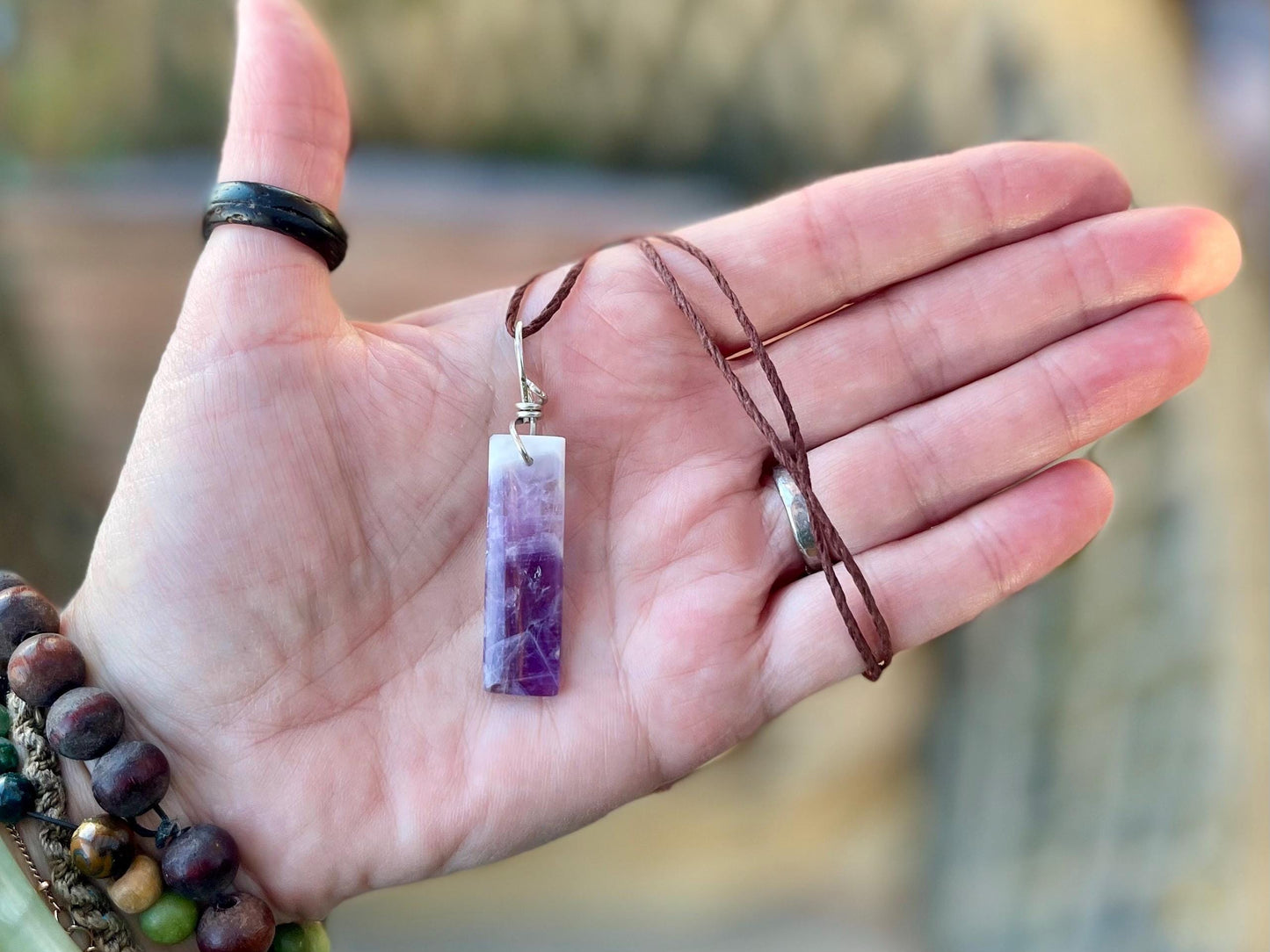 Amethyst pendant, amethyst necklace, amethyst jewellery, gift for him, boho handmade necklace,  romantic gift for her, ethical jewellery