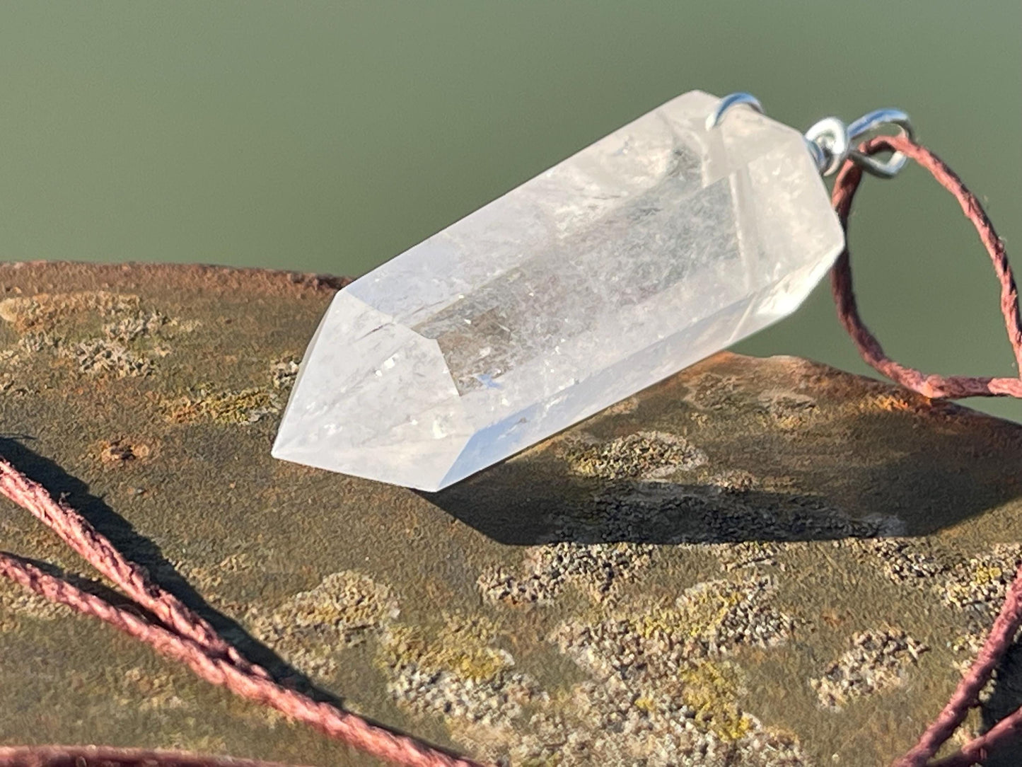 Quartz pendant, quartz necklace, quartz jewellery, gift for him, boho handmade necklace,  romantic gift for her, ethical jewellery