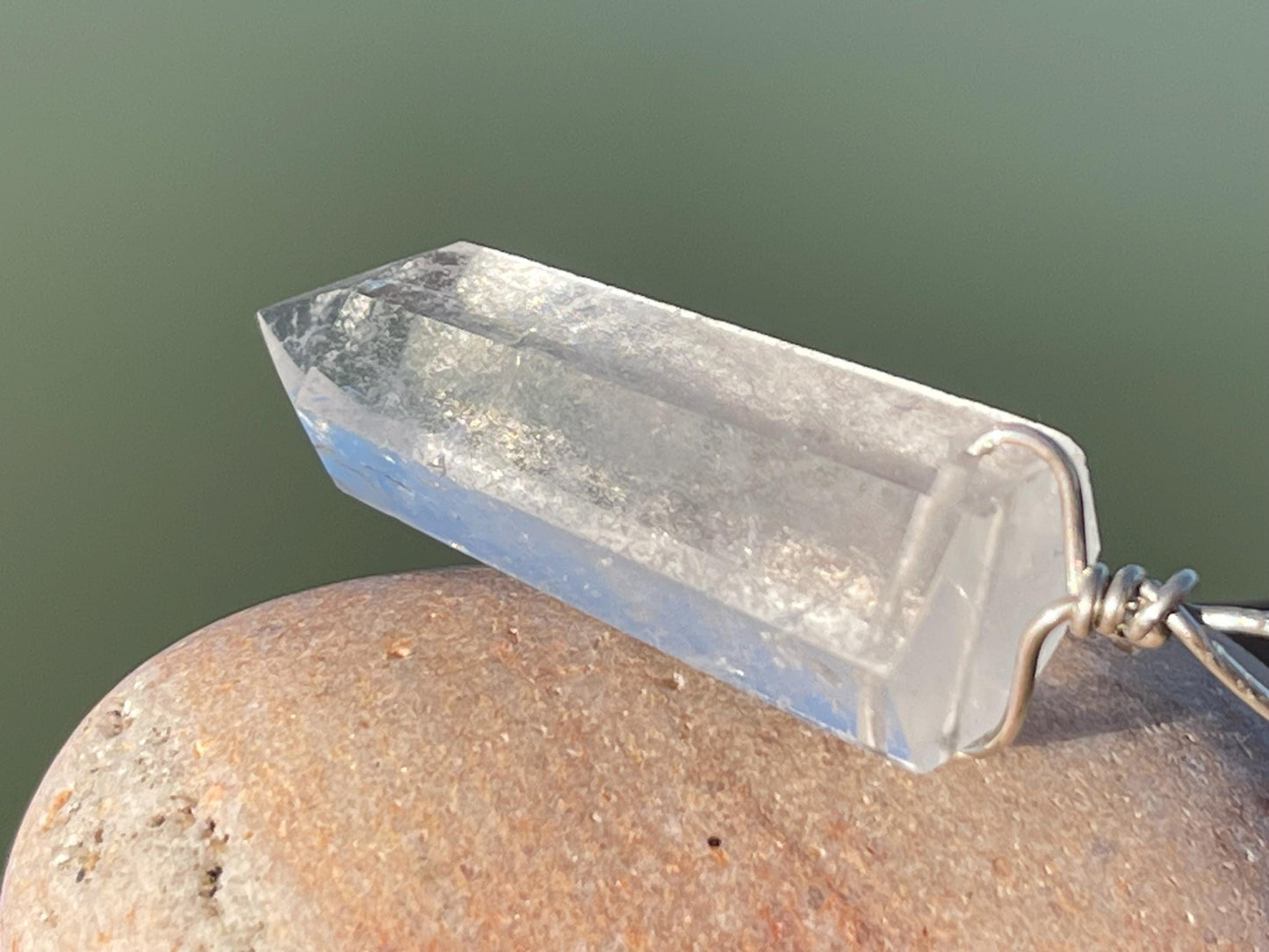 Quartz pendant, quartz necklace, quartz jewellery, gift for him, boho handmade necklace,  romantic gift for her, ethical jewellery